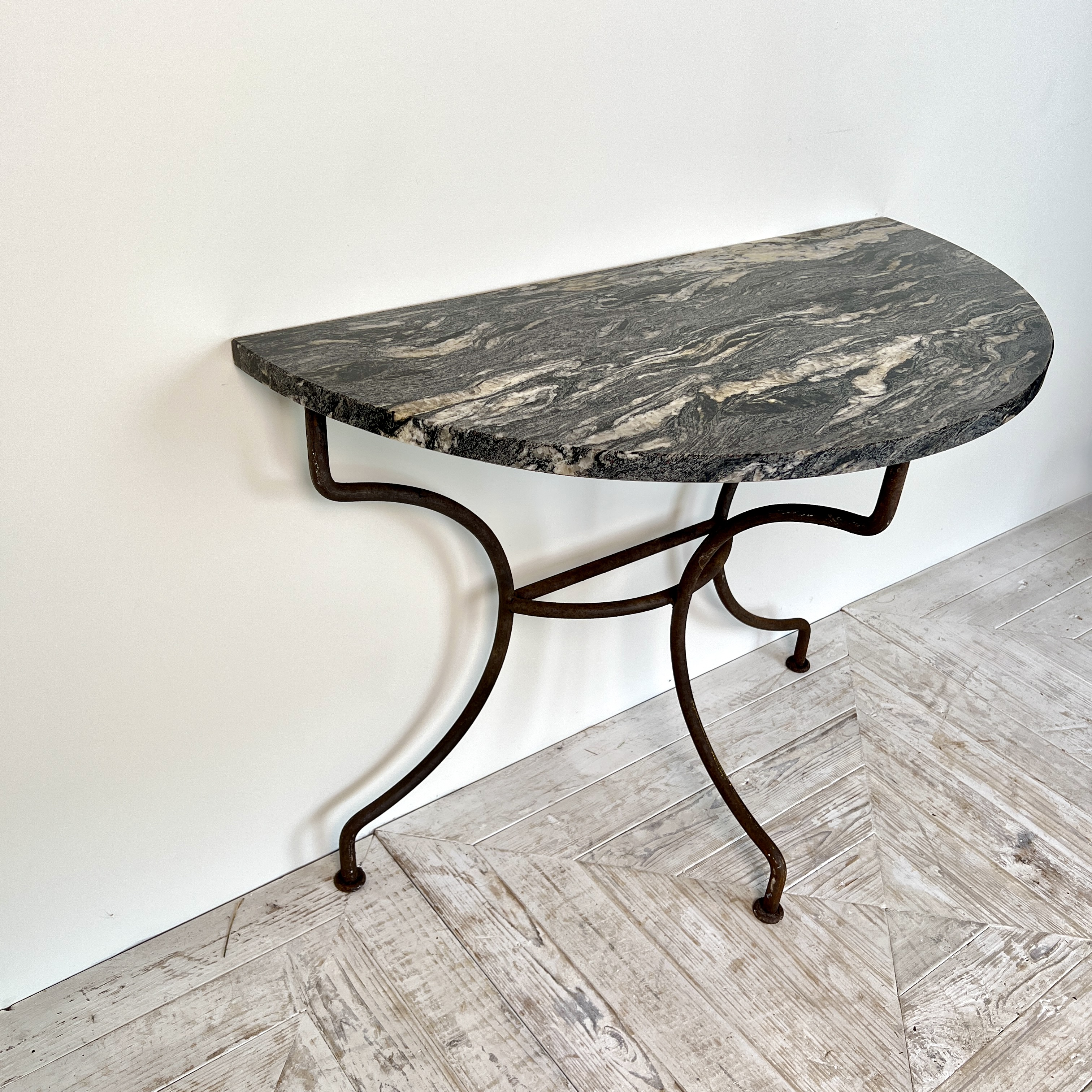 A Wrought Iron And Granite Topped Console Table (Pair Available) - Image 6