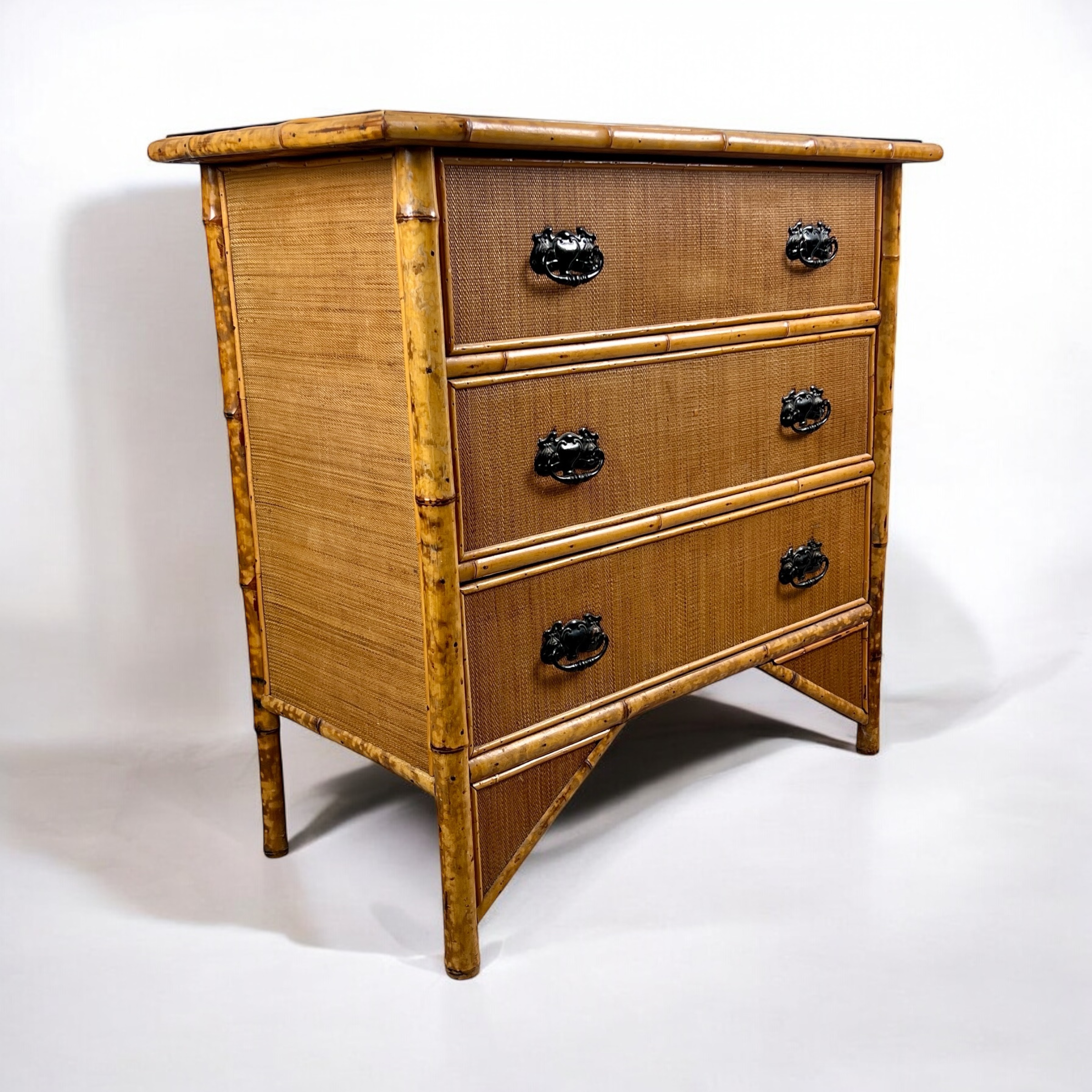 Vintage Bamboo And Wicker Chest Of Drawers - Image 5