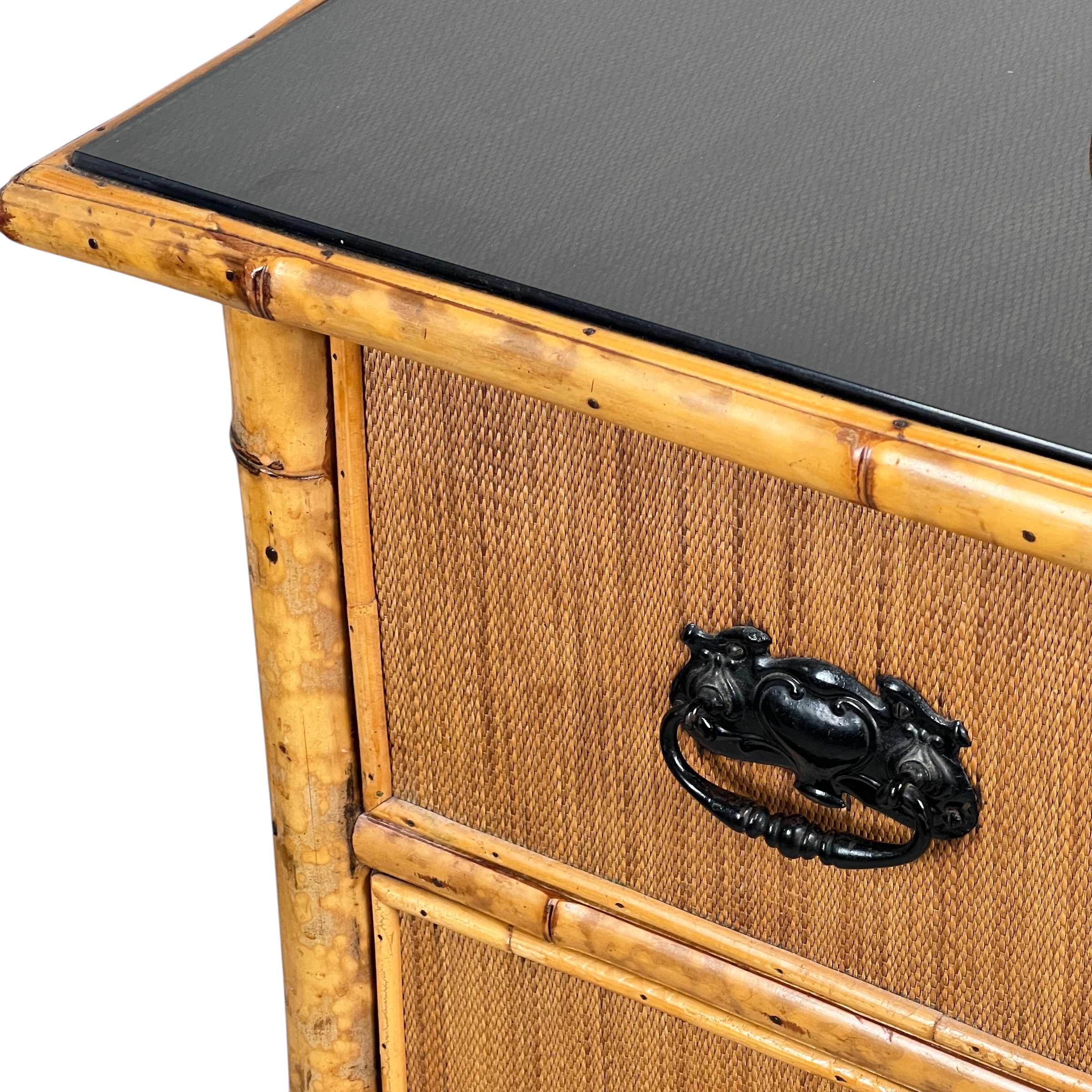 Vintage Bamboo And Wicker Chest Of Drawers - Image 8