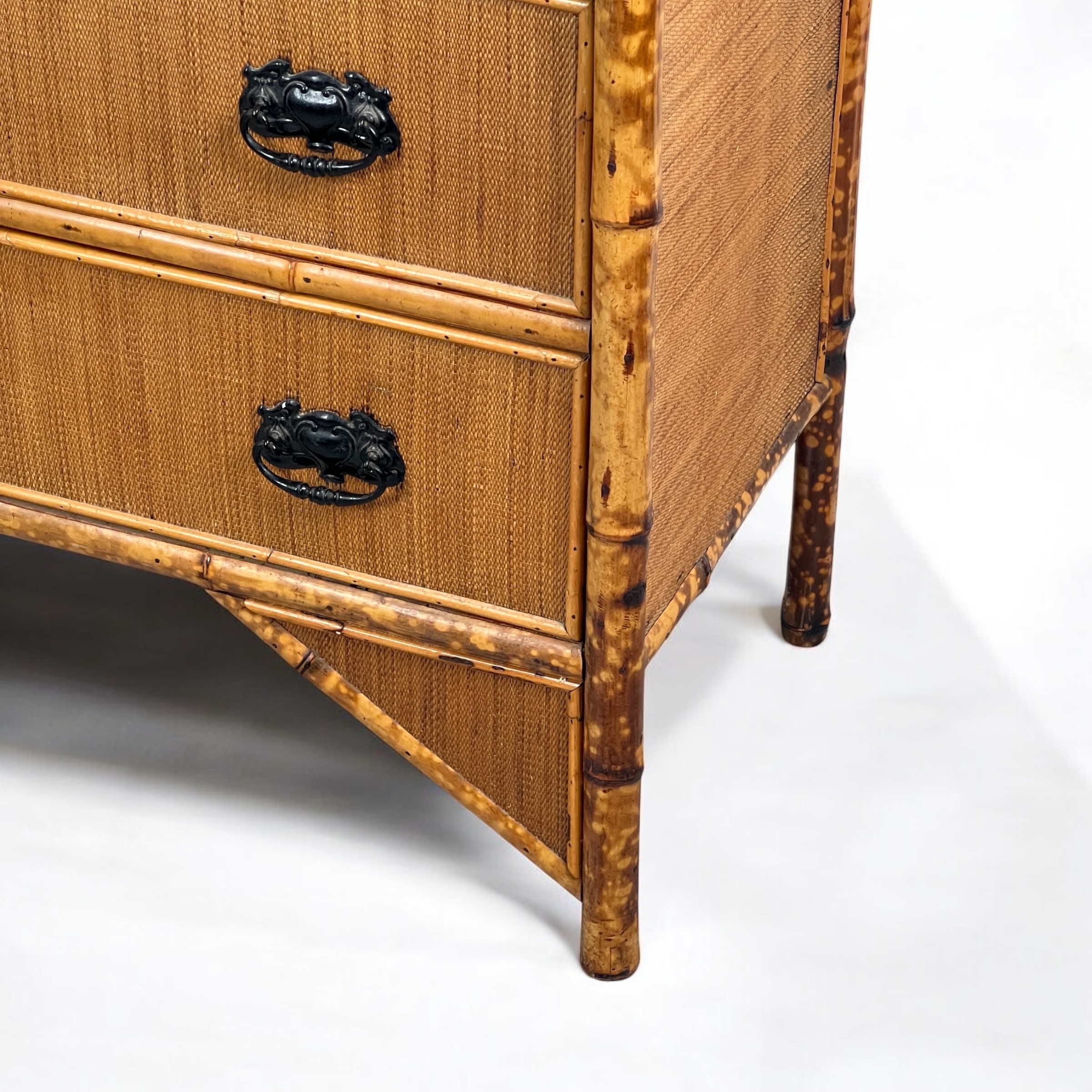 Vintage Bamboo And Wicker Chest Of Drawers - Image 9
