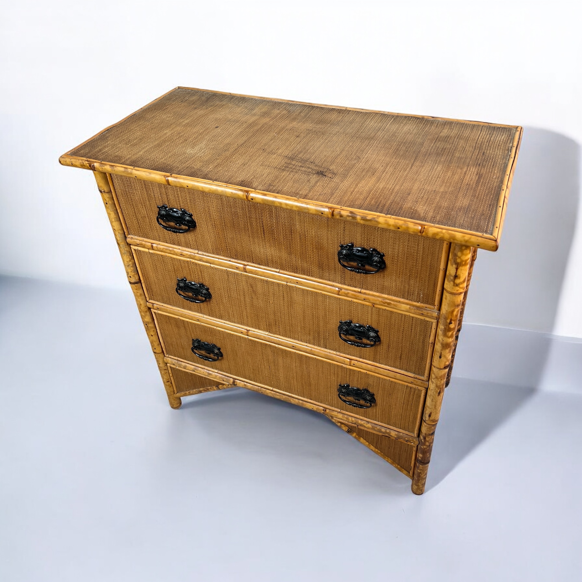 Vintage Bamboo And Wicker Chest Of Drawers - Image 7