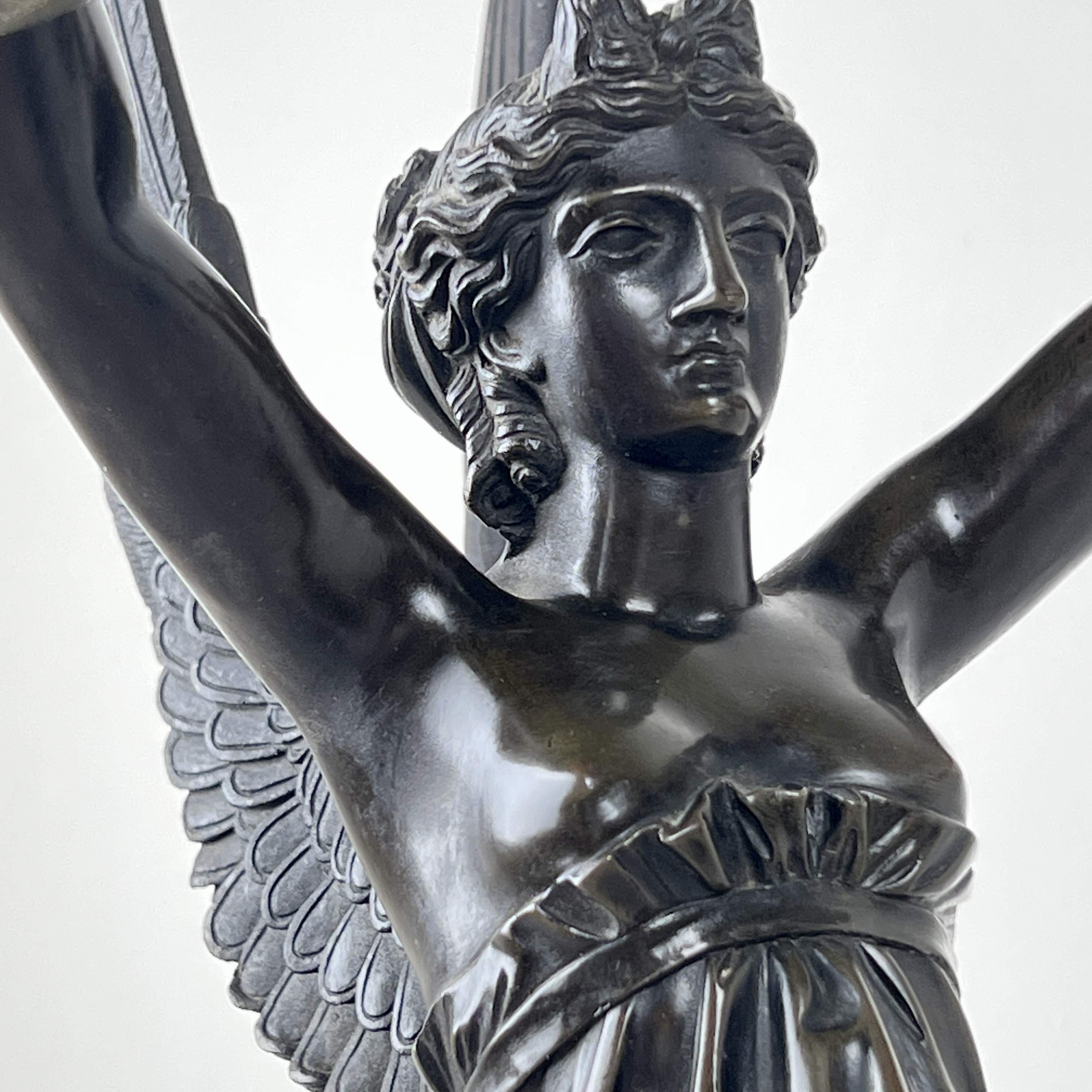 A Pair Of French Empire Patinated Bronze And Marble Candelabra - Image 8