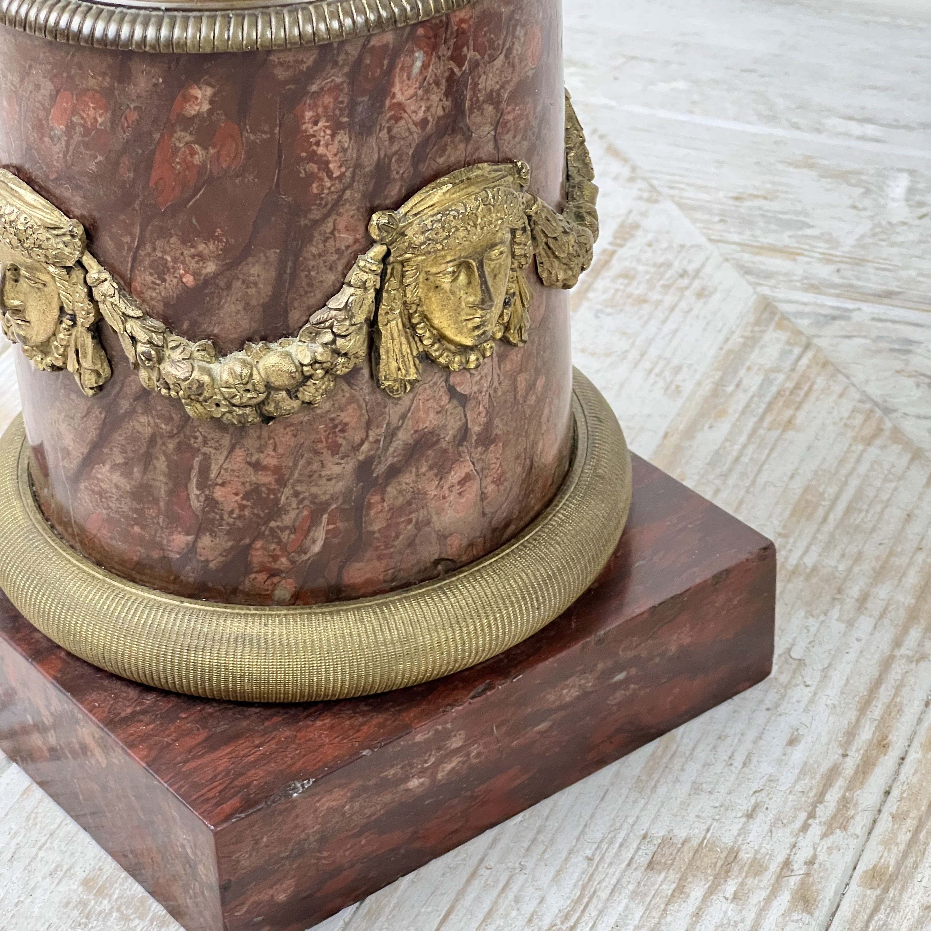 A Pair Of French Empire Patinated Bronze And Marble Candelabra - Image 11