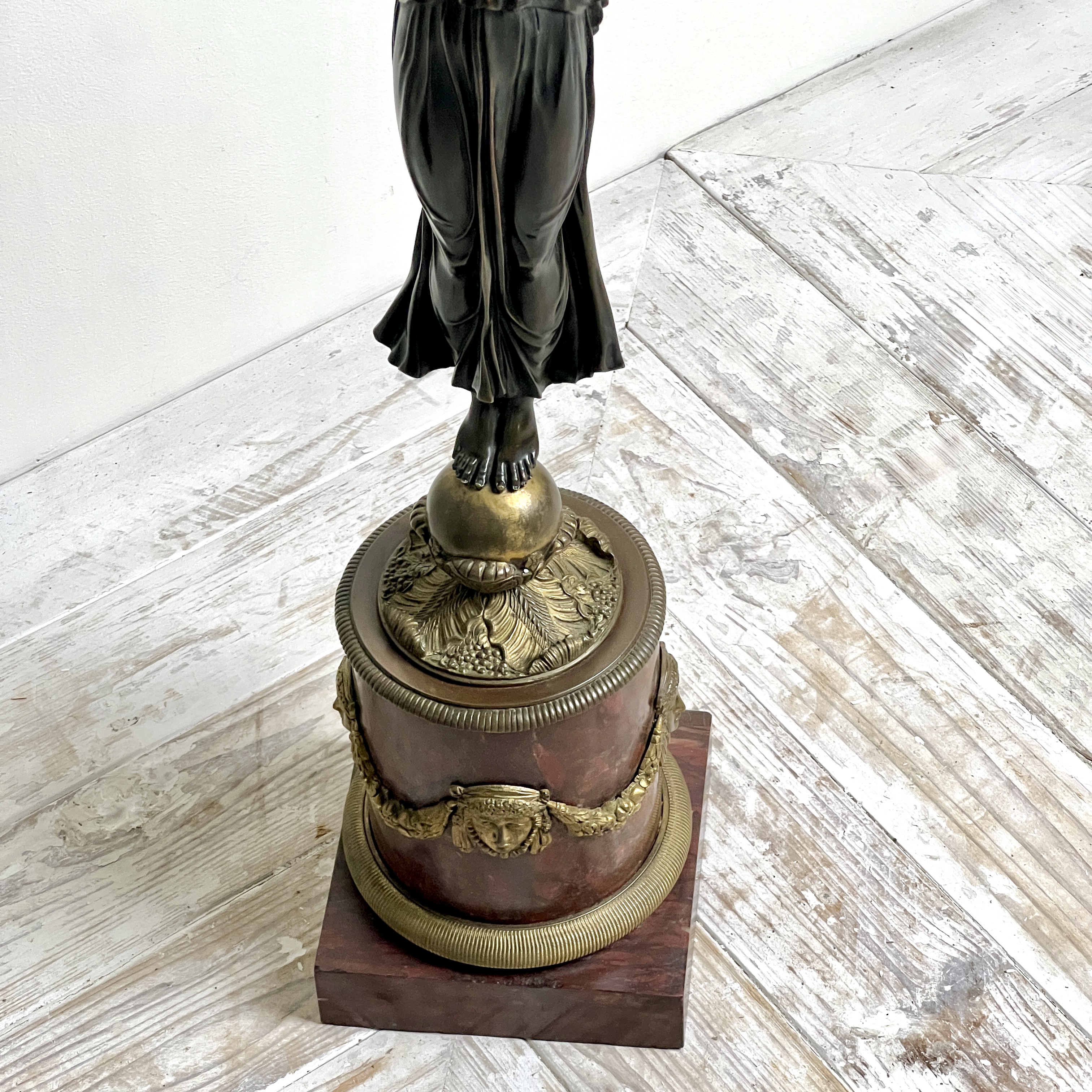 A Pair Of French Empire Patinated Bronze And Marble Candelabra - Image 12