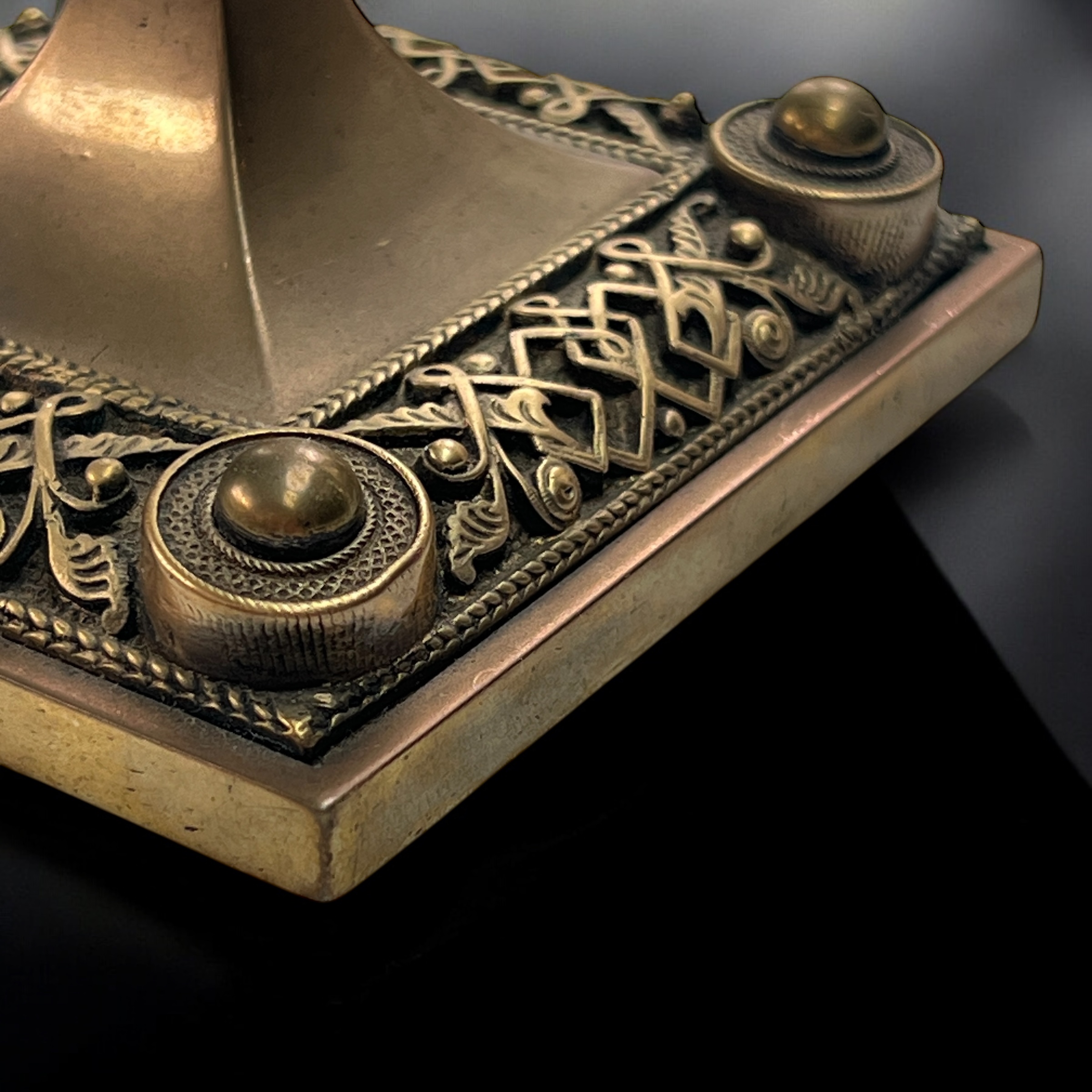 A Pair Of Late Victorian Aesthetic Brass Candlesticks - Image 5