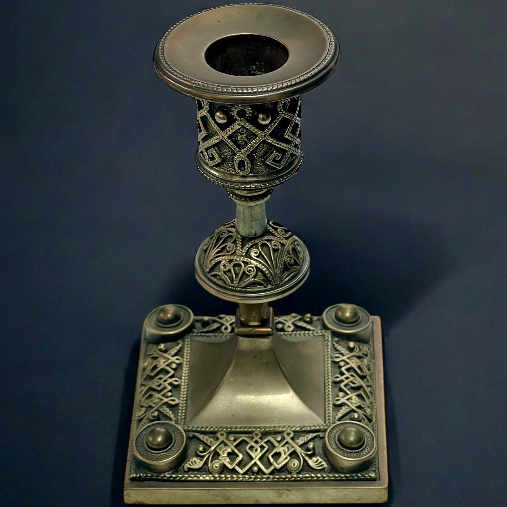A Pair Of Late Victorian Aesthetic Brass Candlesticks - Image 6