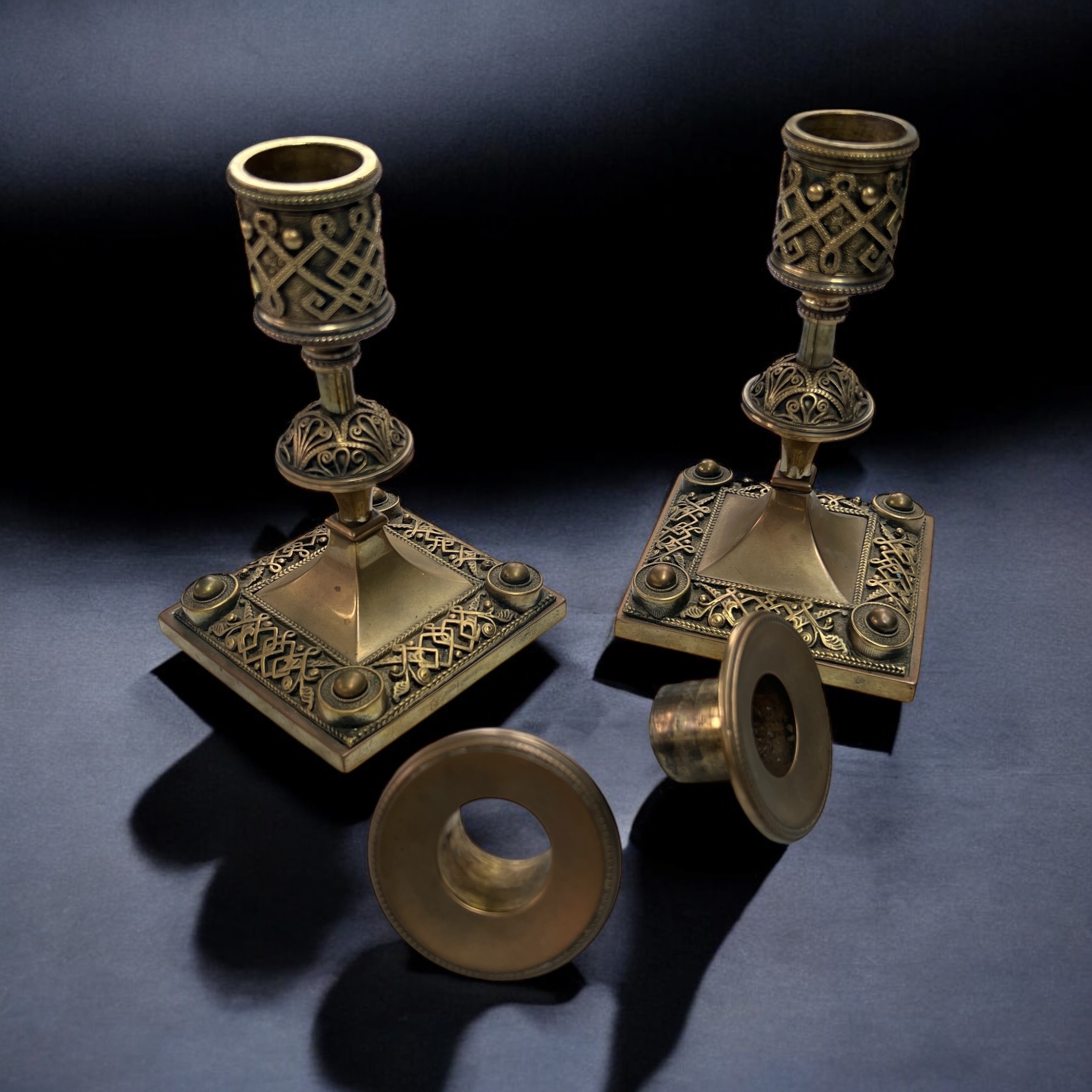 A Pair Of Late Victorian Aesthetic Brass Candlesticks - Image 4