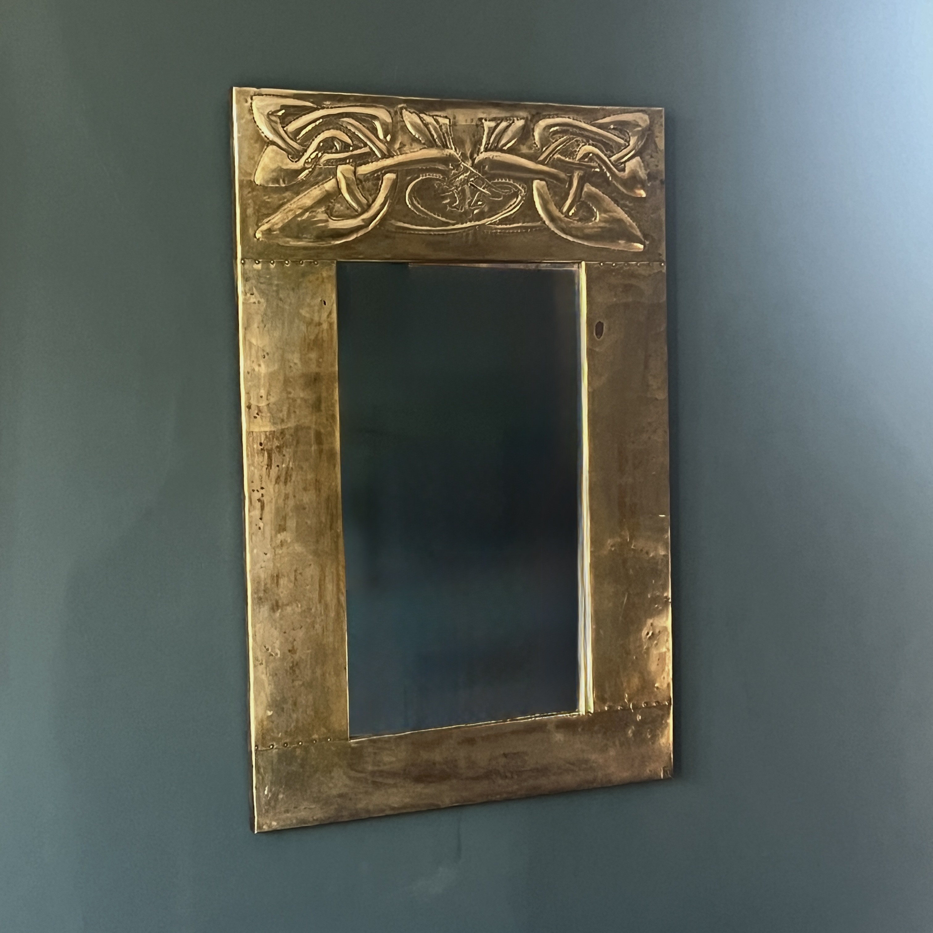 Arts And Crafts Glasgow School Brass Mirror In The Manner Of Margaret Gilmour - Image 3