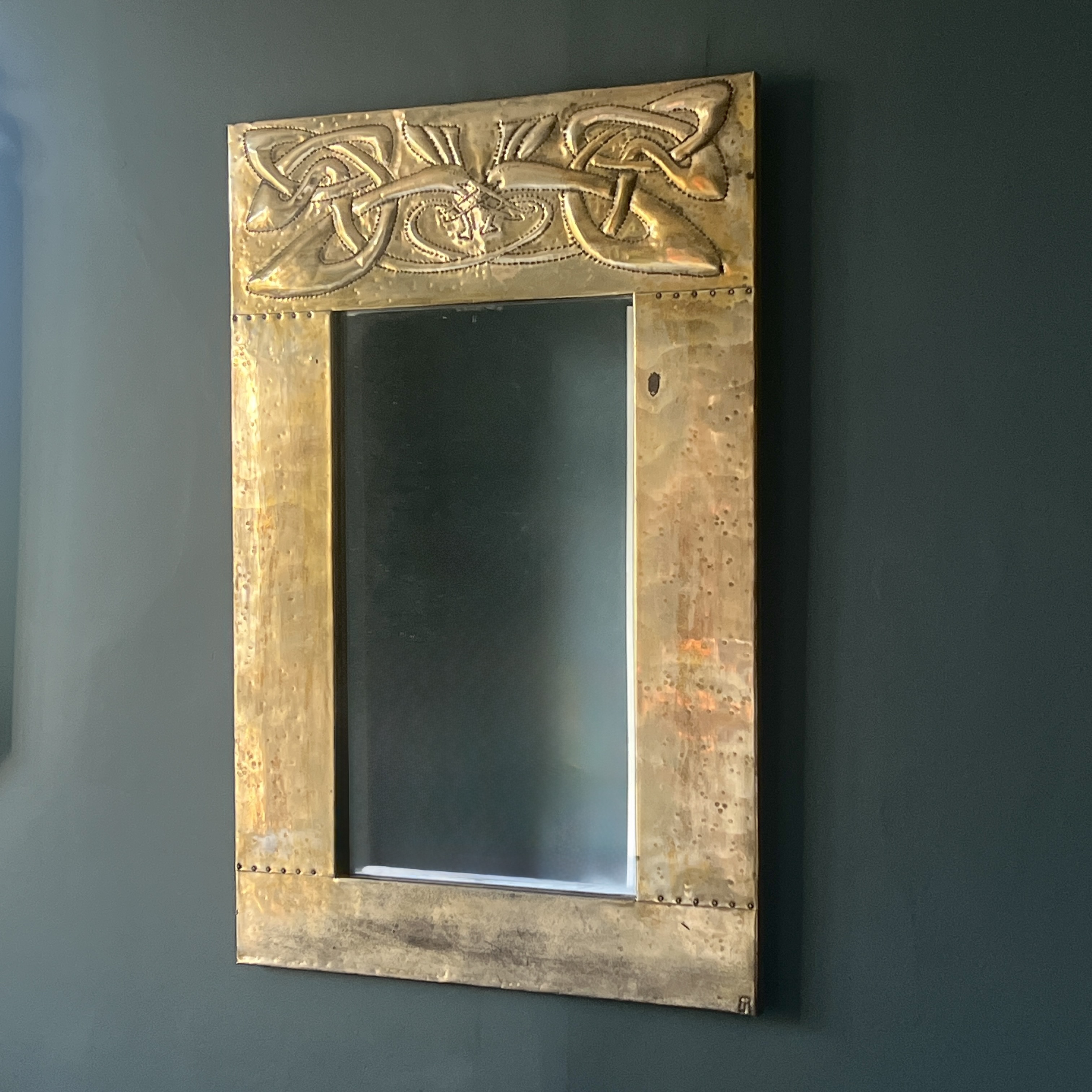 Arts And Crafts Glasgow School Brass Mirror In The Manner Of Margaret Gilmour - Image 2