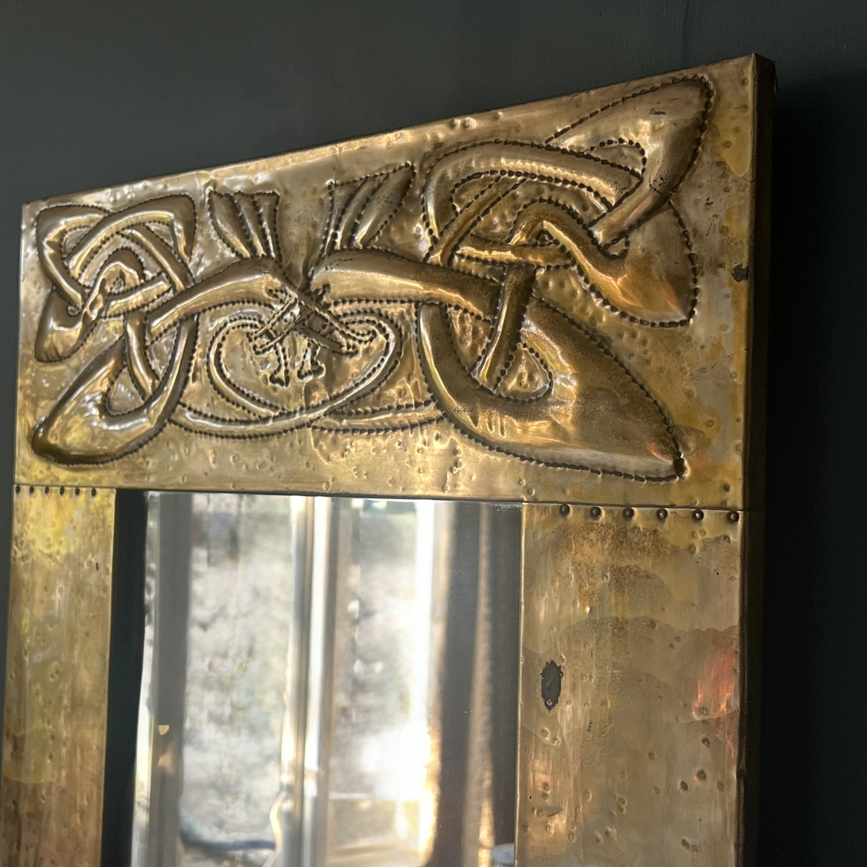 Arts And Crafts Glasgow School Brass Mirror In The Manner Of Margaret Gilmour - Image 4