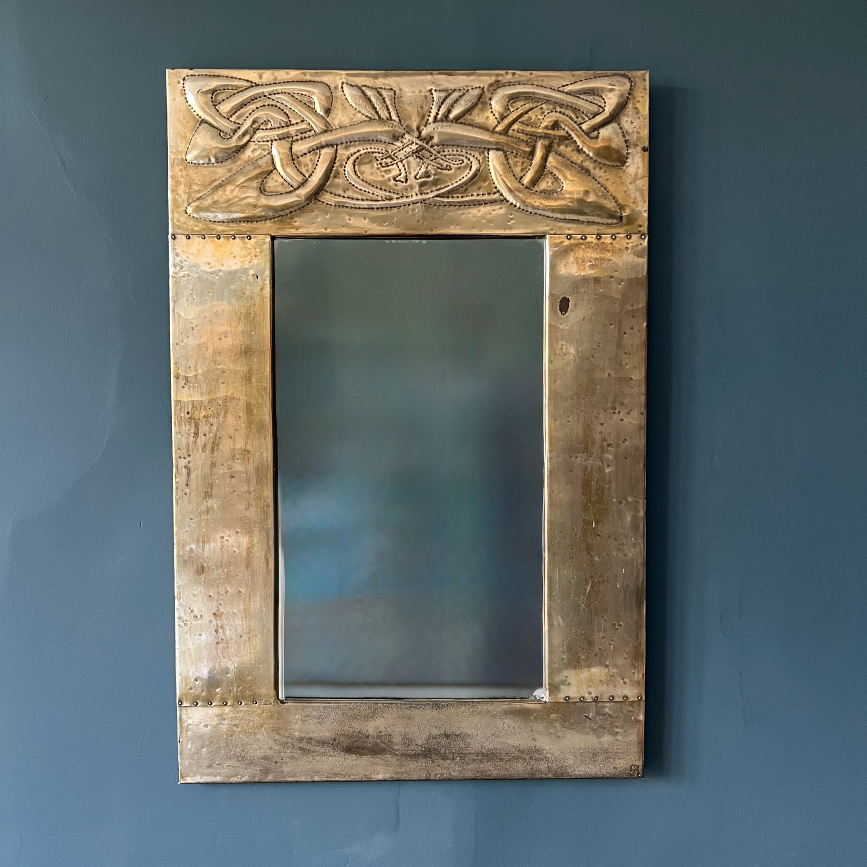 Arts And Crafts Glasgow School Brass Mirror In The Manner Of Margaret Gilmour