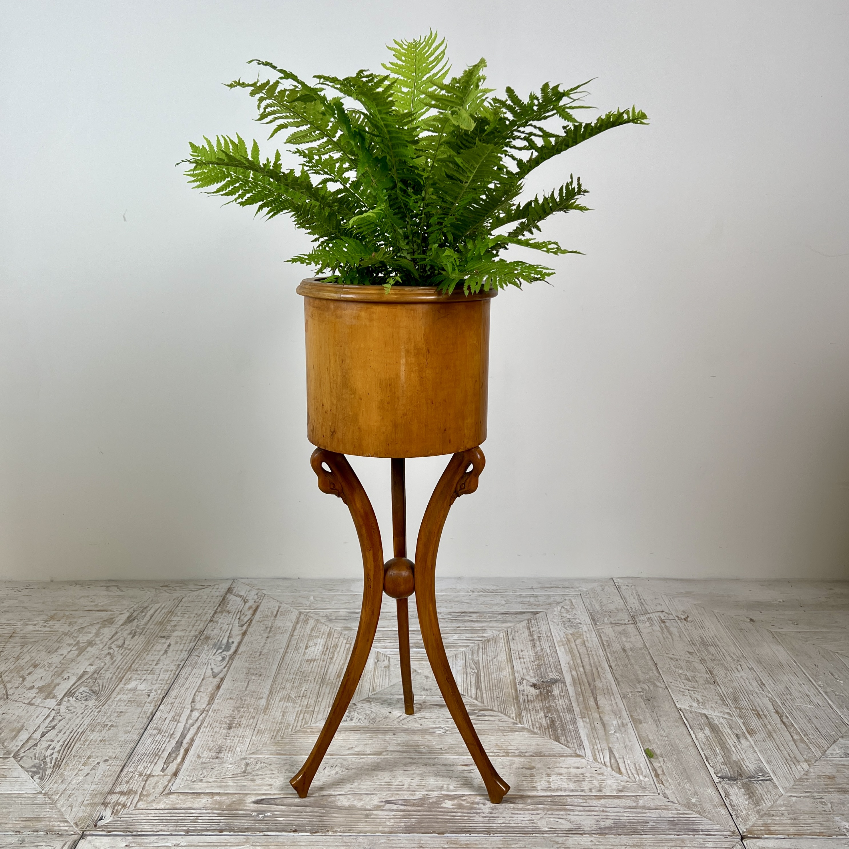 A Pair Of Empire Style Swan-Neck Circular Fruitwood Planter Jardinières - Image 4