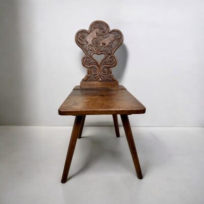 A Swiss Alpine Folk Art Escabelle Chair