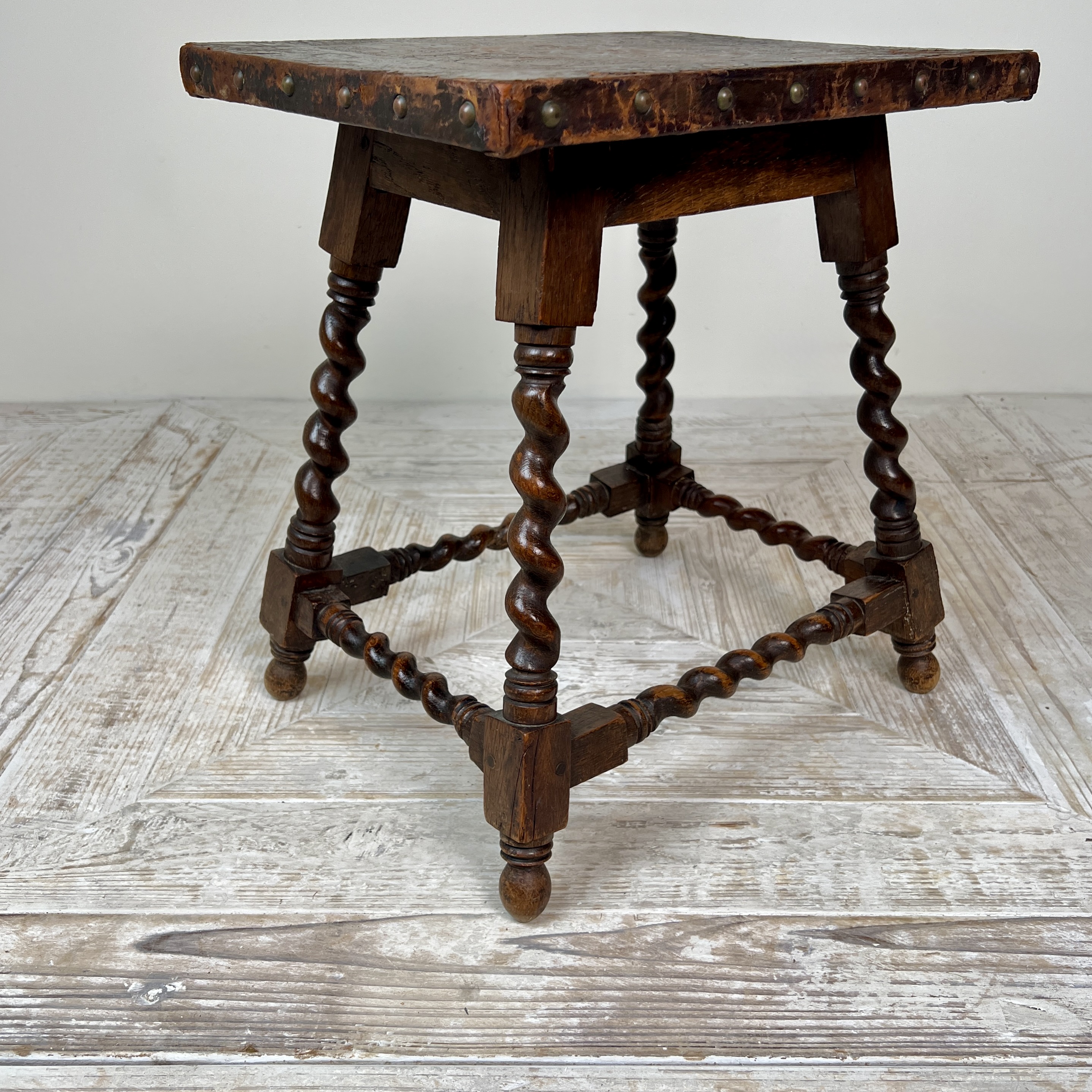 An Embossed Leather And Oak Barely Twist Side Or Occasional Table - Image 6