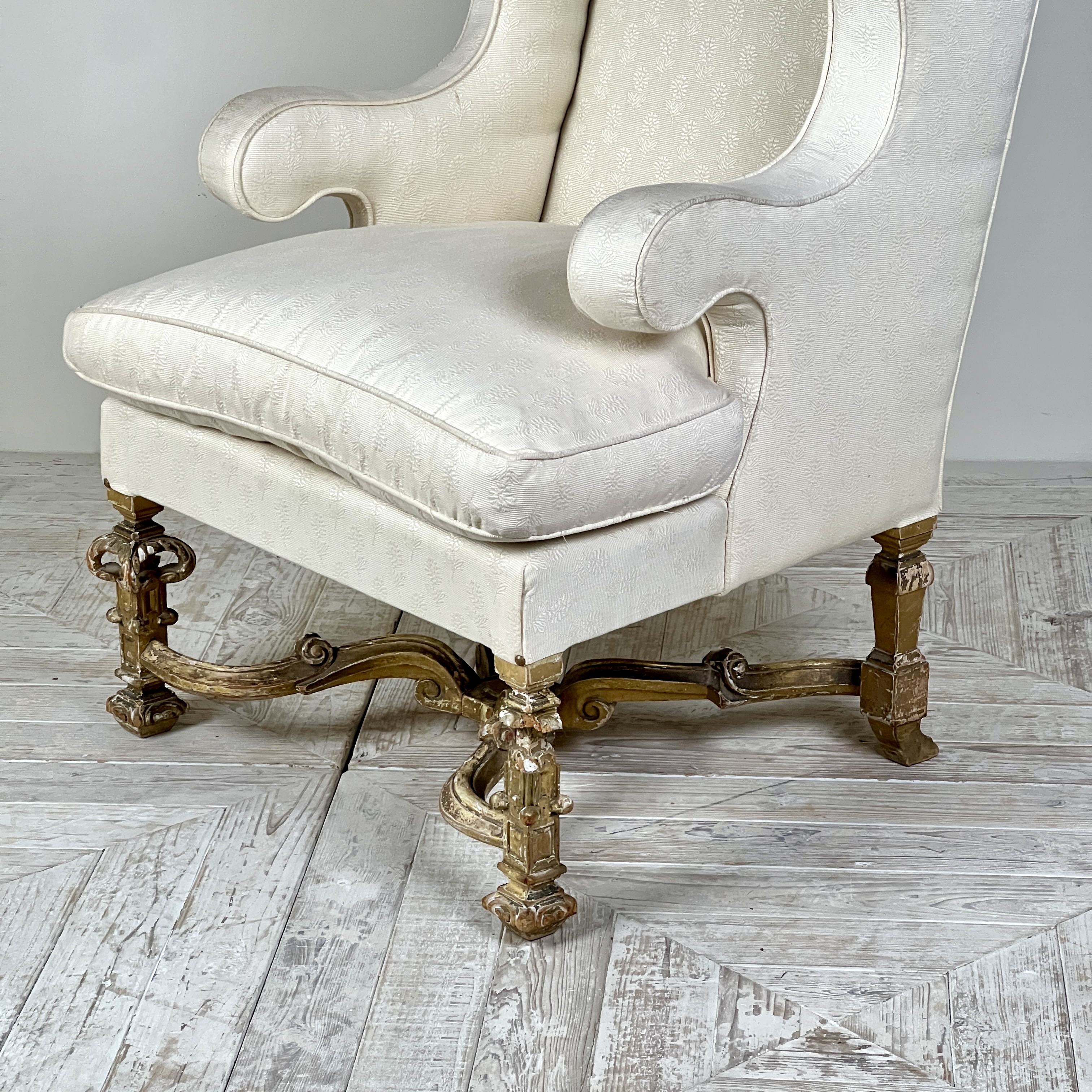 Antique Giltwood Wingback Armchair In The Late 17Th Style - Image 8