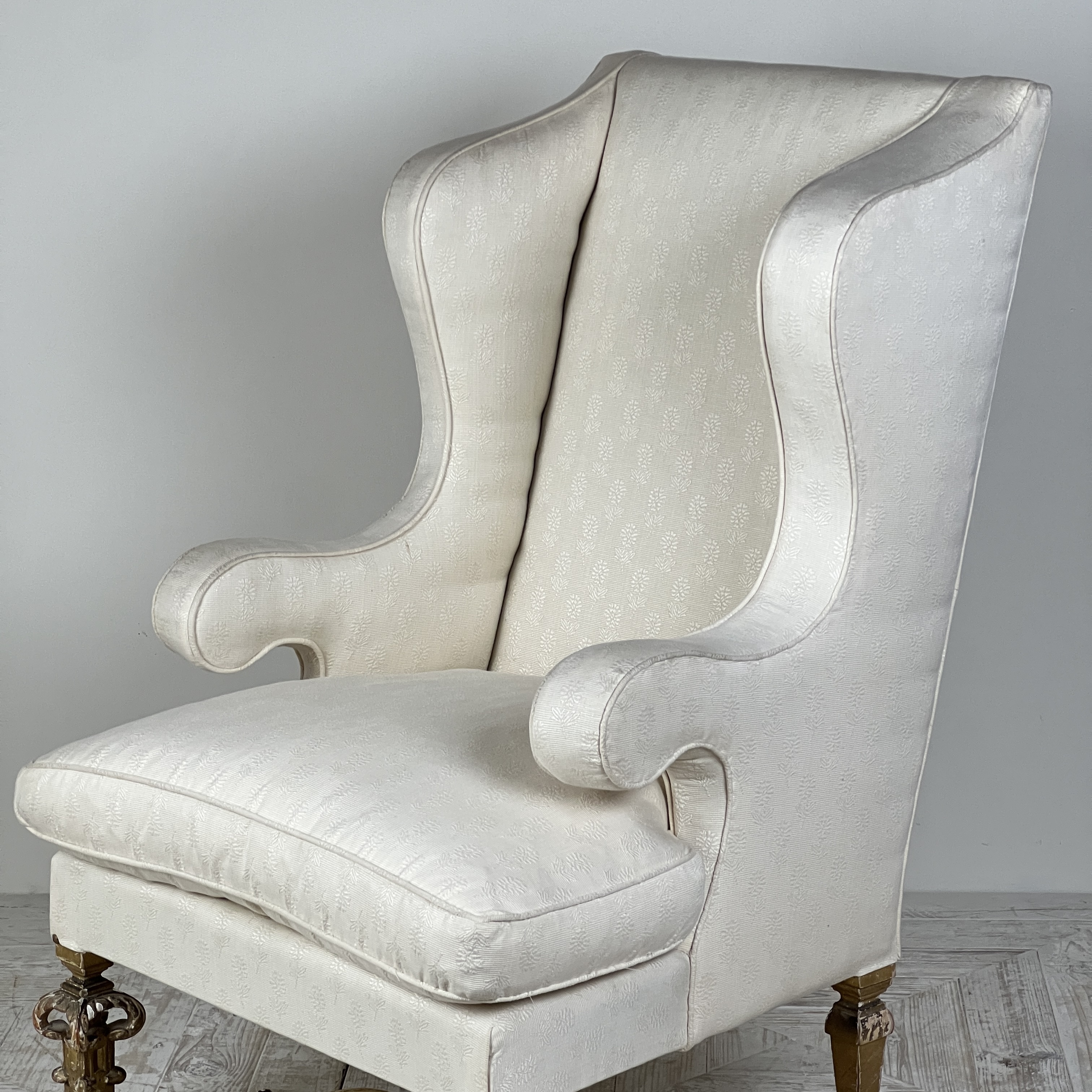 Antique Giltwood Wingback Armchair In The Late 17Th Style - Image 7