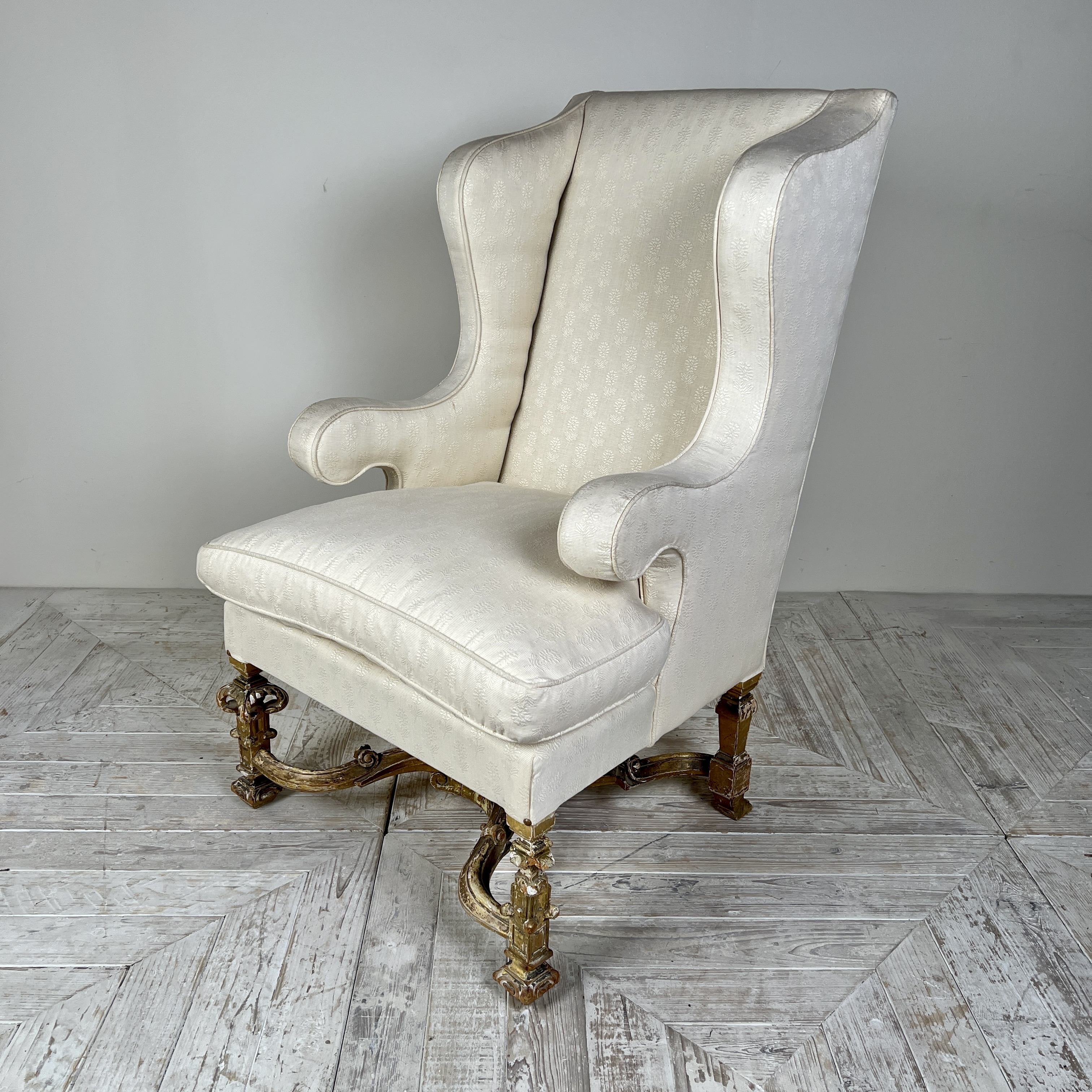 Antique Giltwood Wingback Armchair In The Late 17Th Style - Image 2