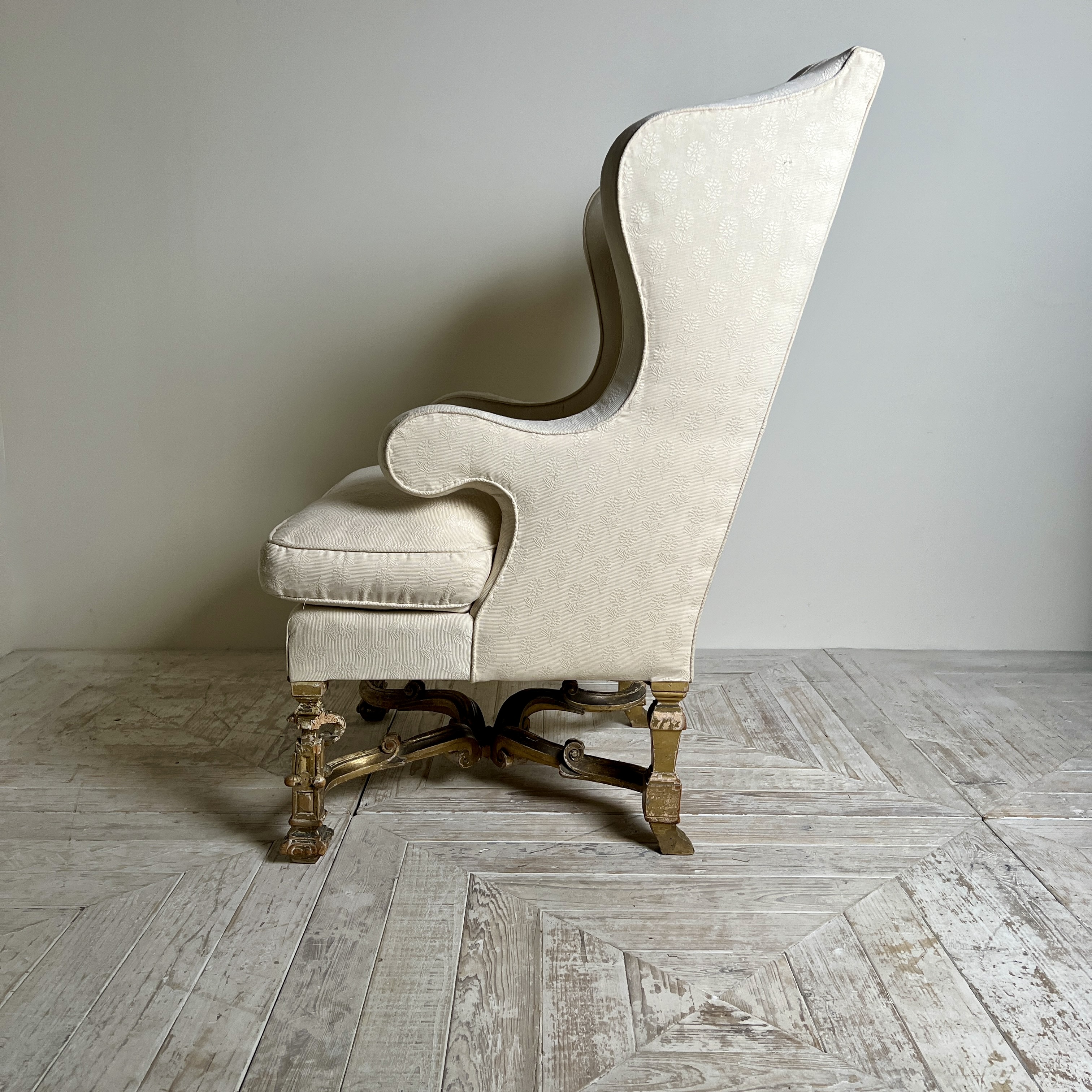 Antique Giltwood Wingback Armchair In The Late 17Th Style - Image 4