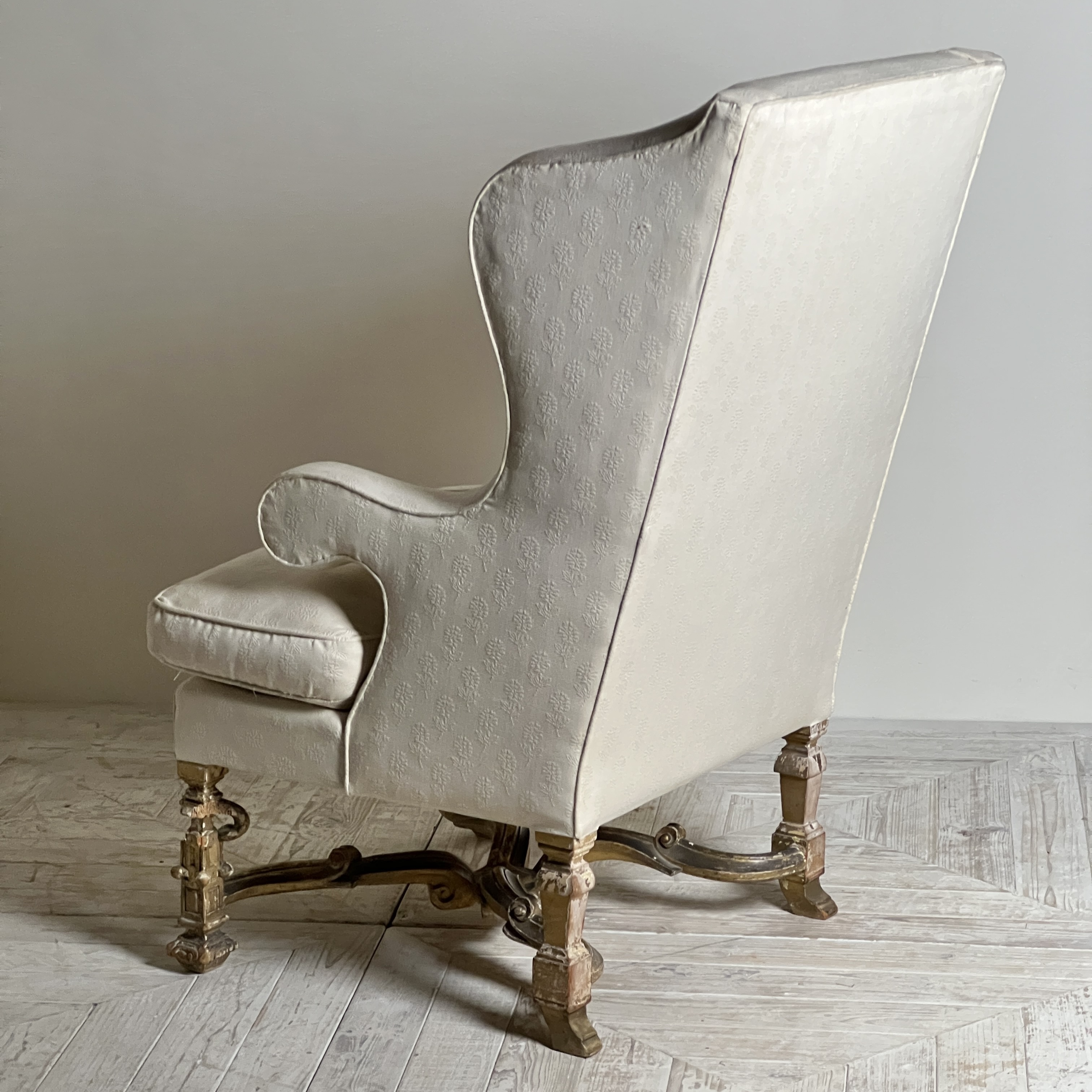 Antique Giltwood Wingback Armchair In The Late 17Th Style - Image 5