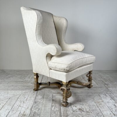 Antique Giltwood Wingback Armchair In The Late 17Th Style