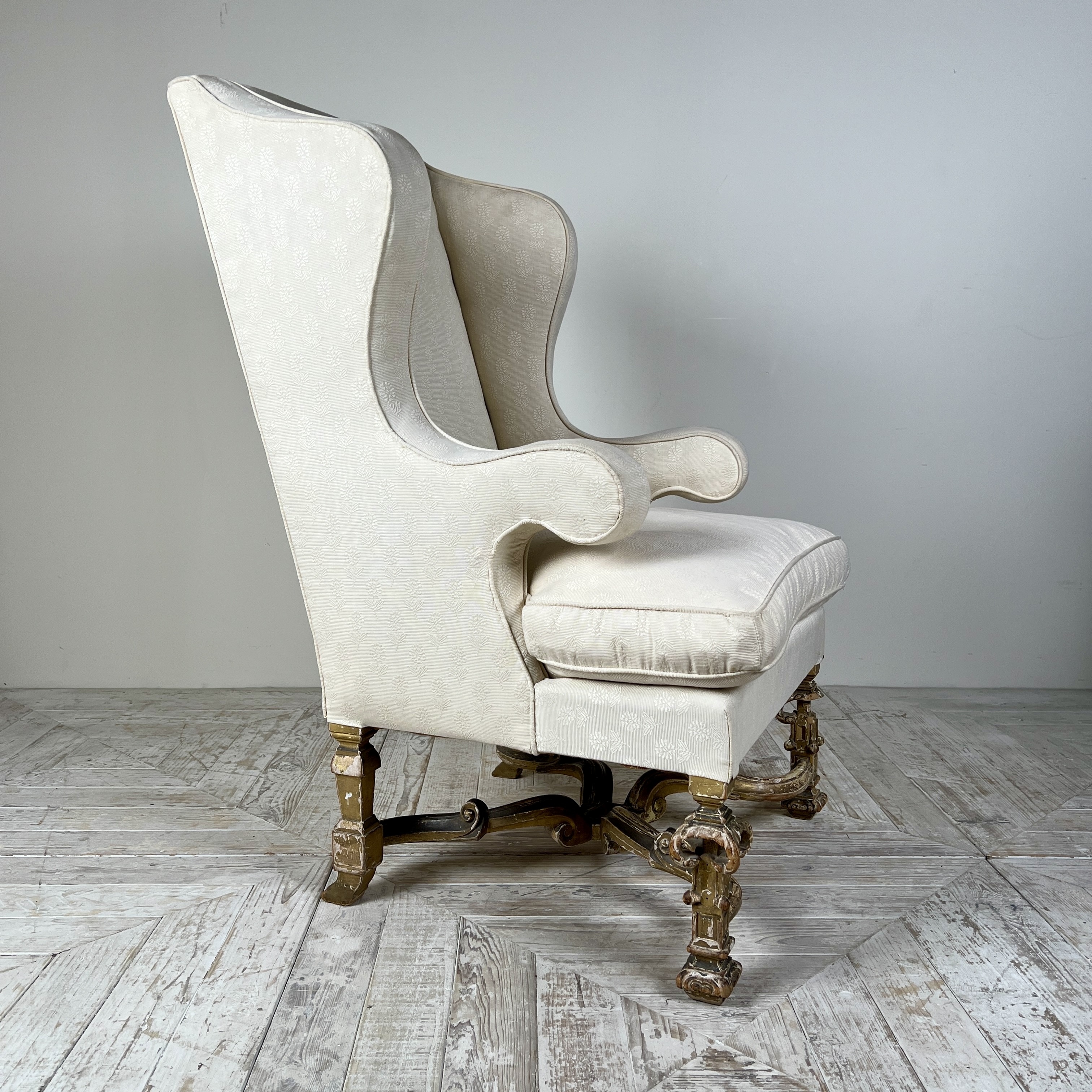 Antique Giltwood Wingback Armchair In The Late 17Th Style - Image 9