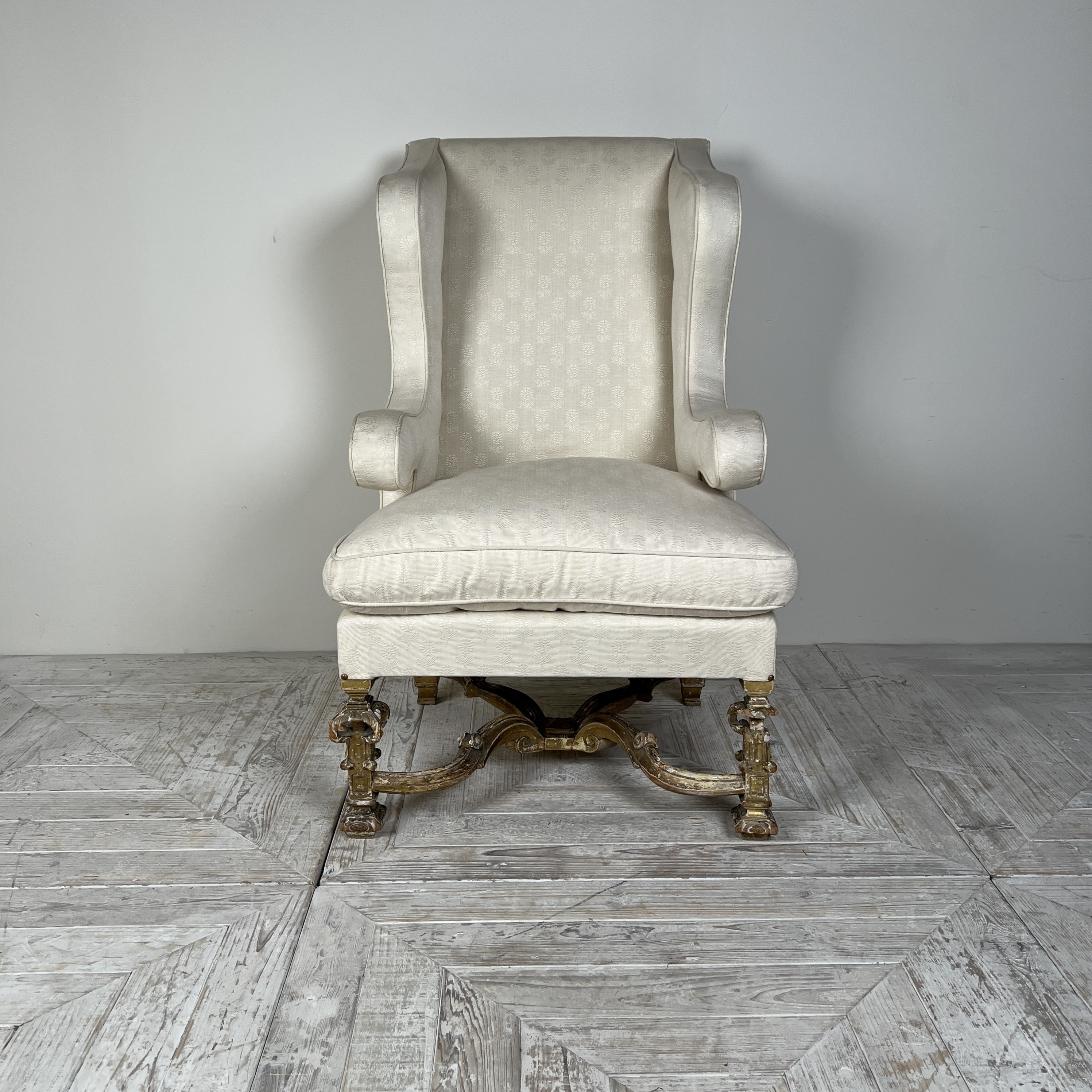 Antique Giltwood Wingback Armchair In The Late 17Th Style - Image 6
