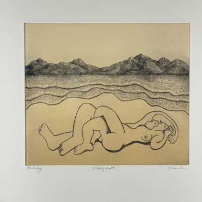 'Sleeping Couple' - Drypoint And Etching Print By Artist Trevor Price
