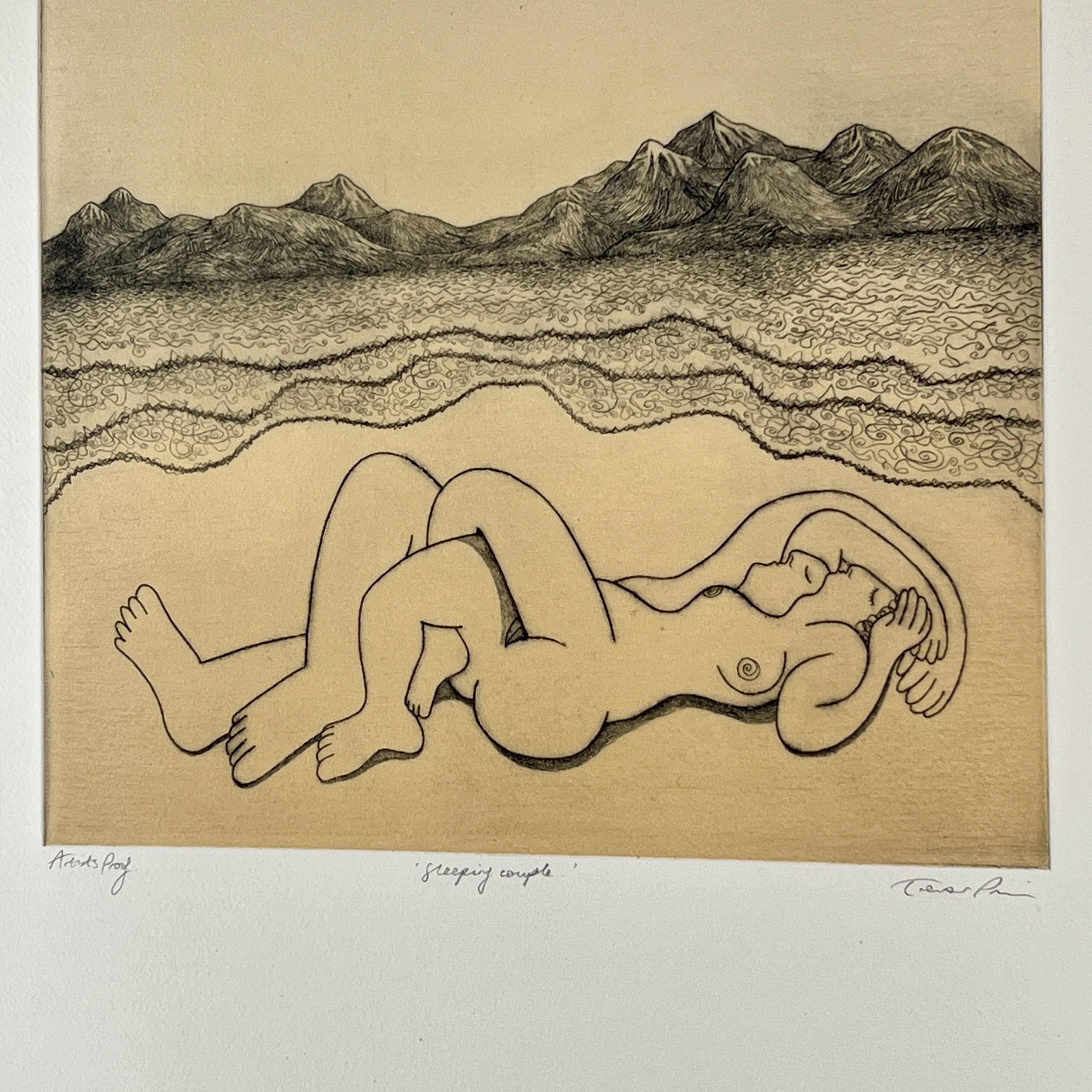 'Sleeping Couple' - Drypoint And Etching Print By Artist Trevor Price - Image 5