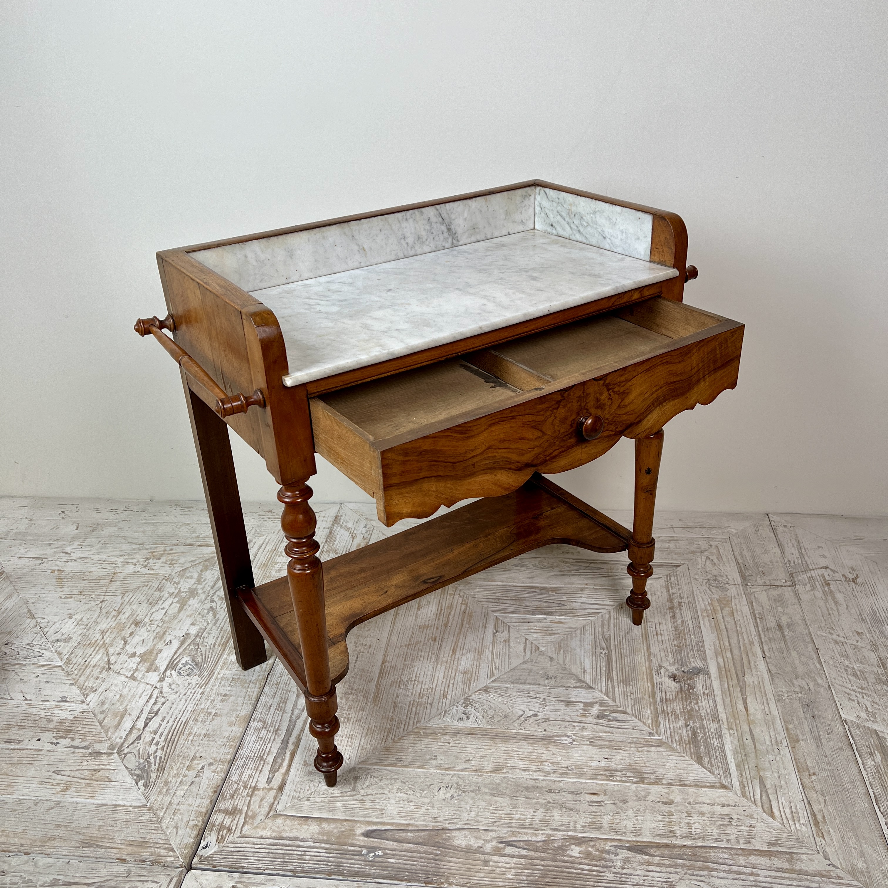 C19th French Walnut And Marble Washstand Or Hall Table - Image 5