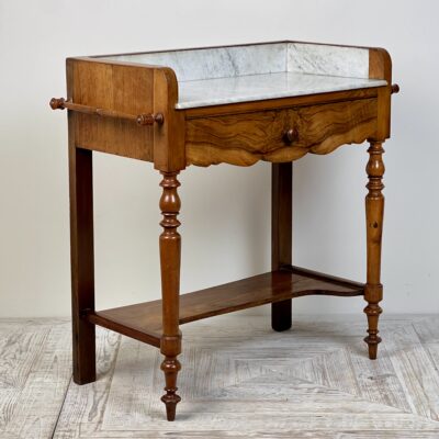 C19th French Walnut And Marble Washstand Or Hall Table