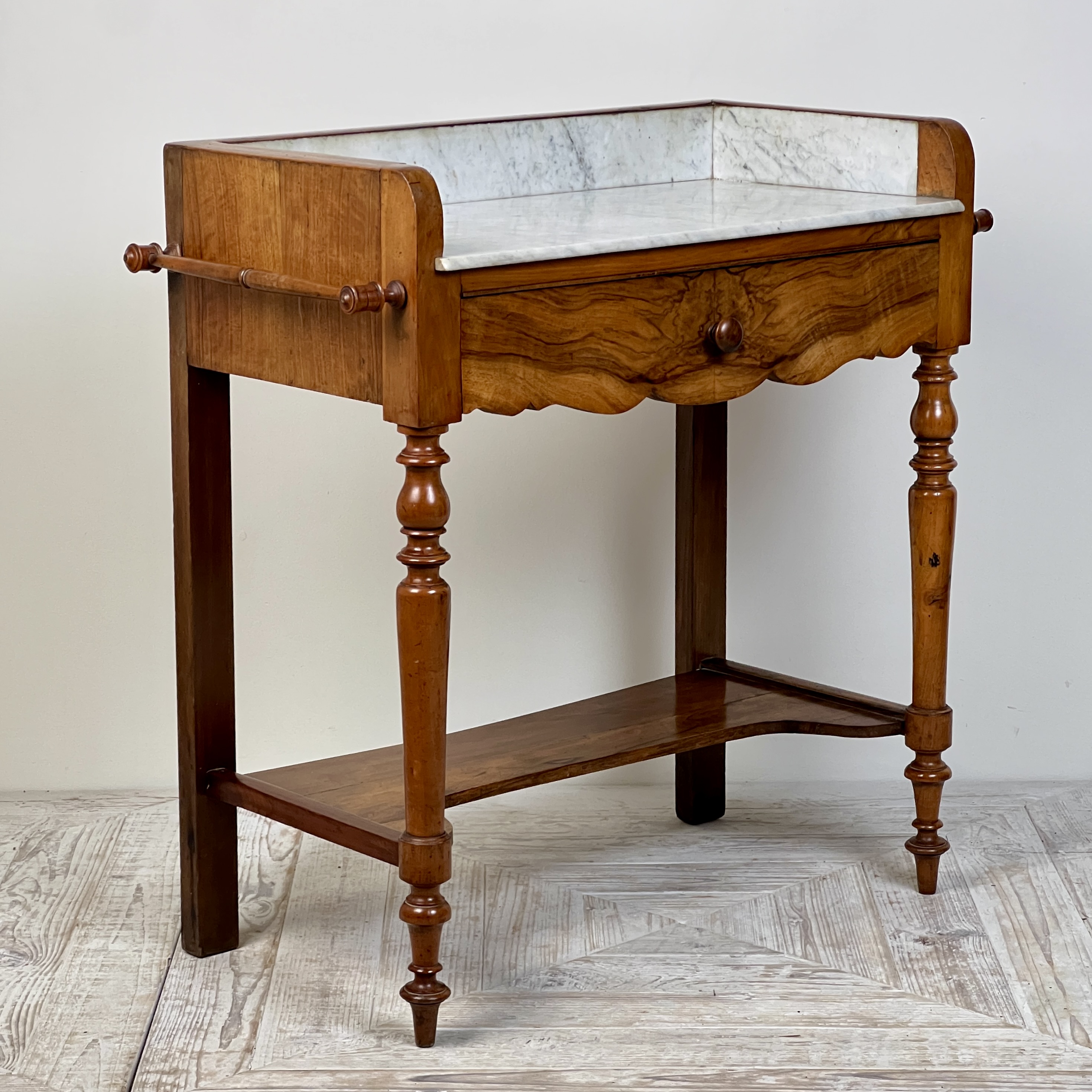 C19th French Walnut And Marble Washstand Or Hall Table