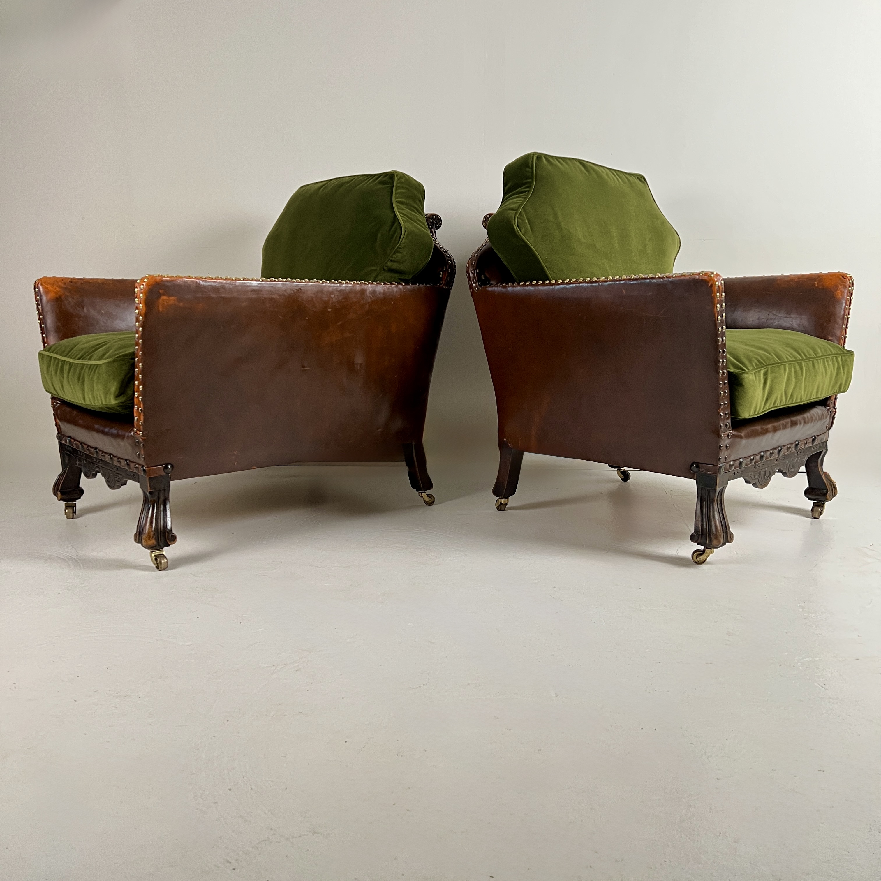 Pair Of His And Hers French Leather Club Chairs - Image 2