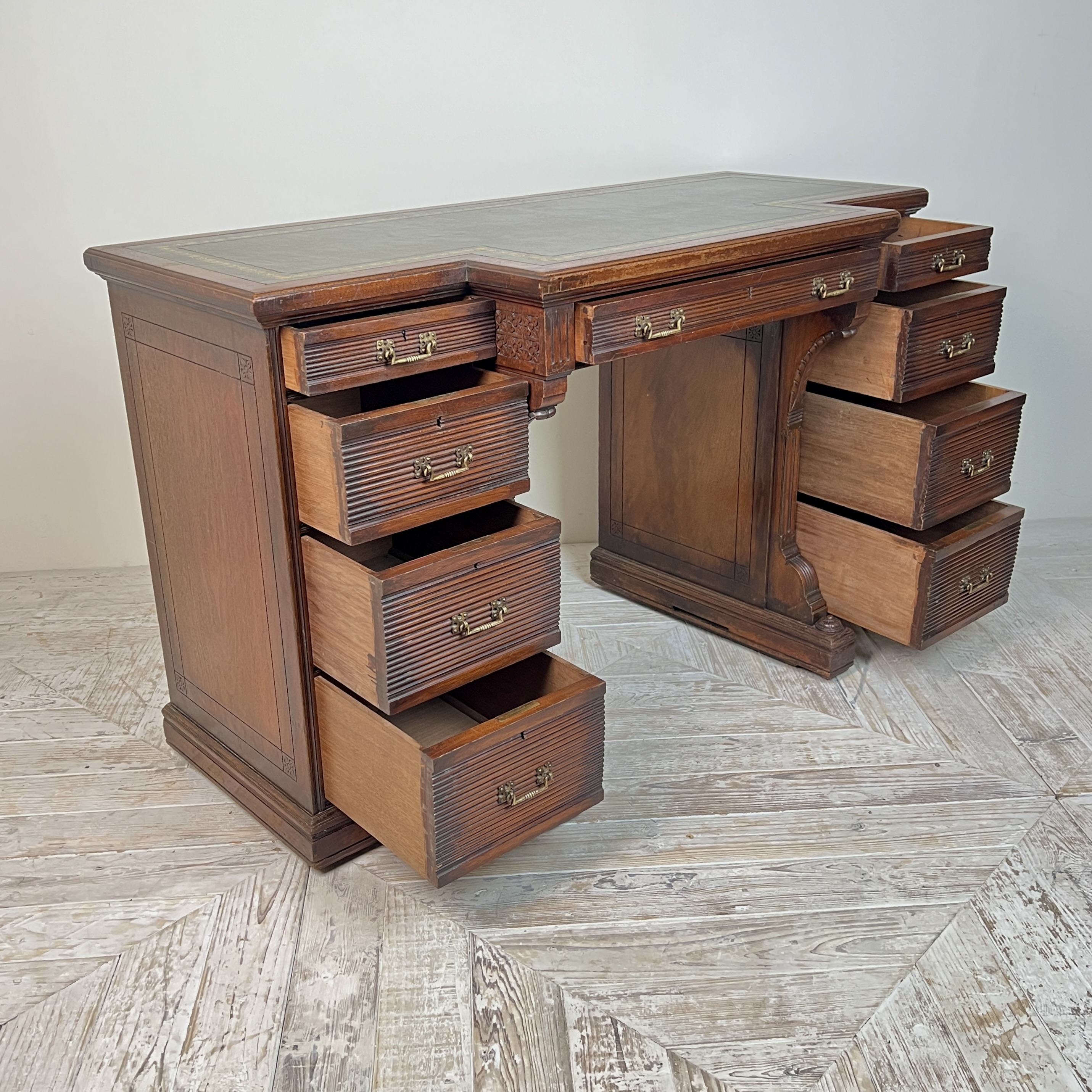 A Rare Gillow & Co. Mahogany Breakfront Library Desk - Image 9