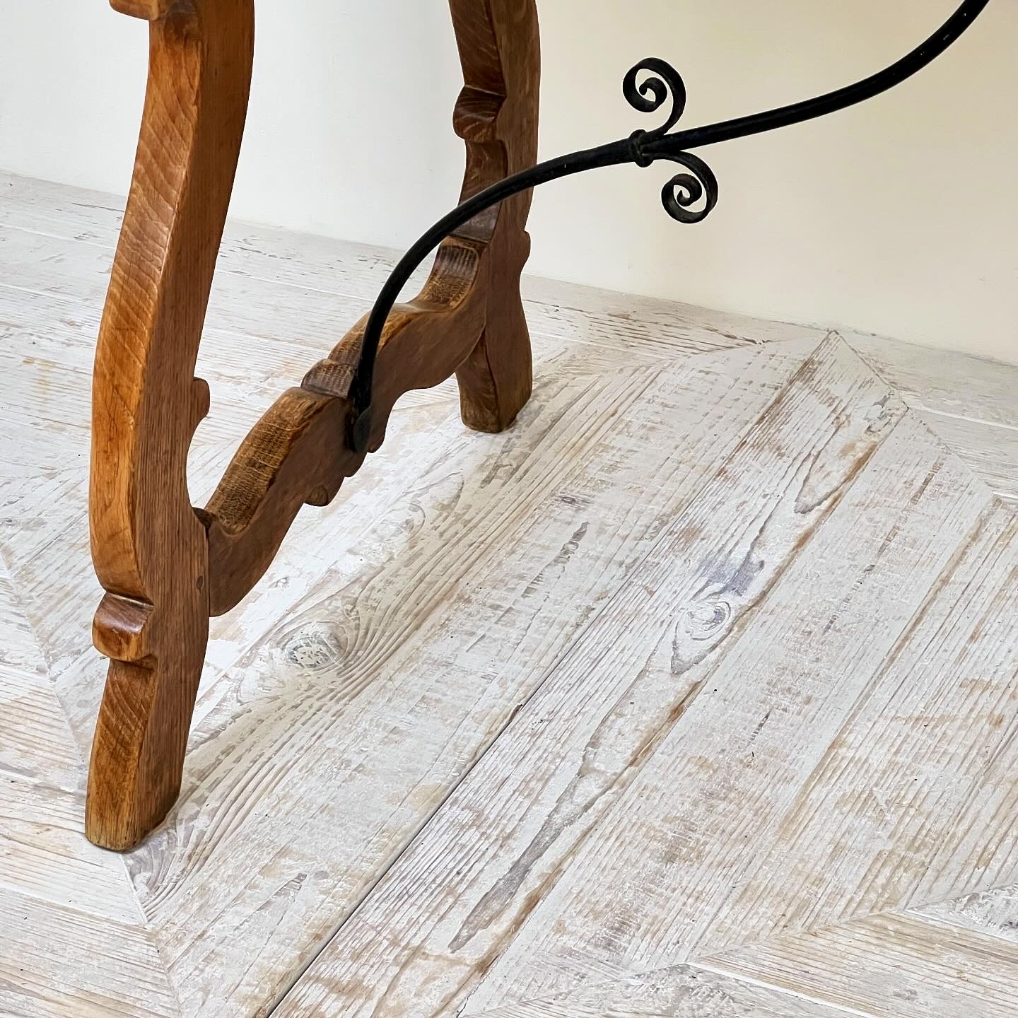 C19th Spanish Oak & Wrought Iron Table – Kitchen, Dining, Or Centre Table - Image 3