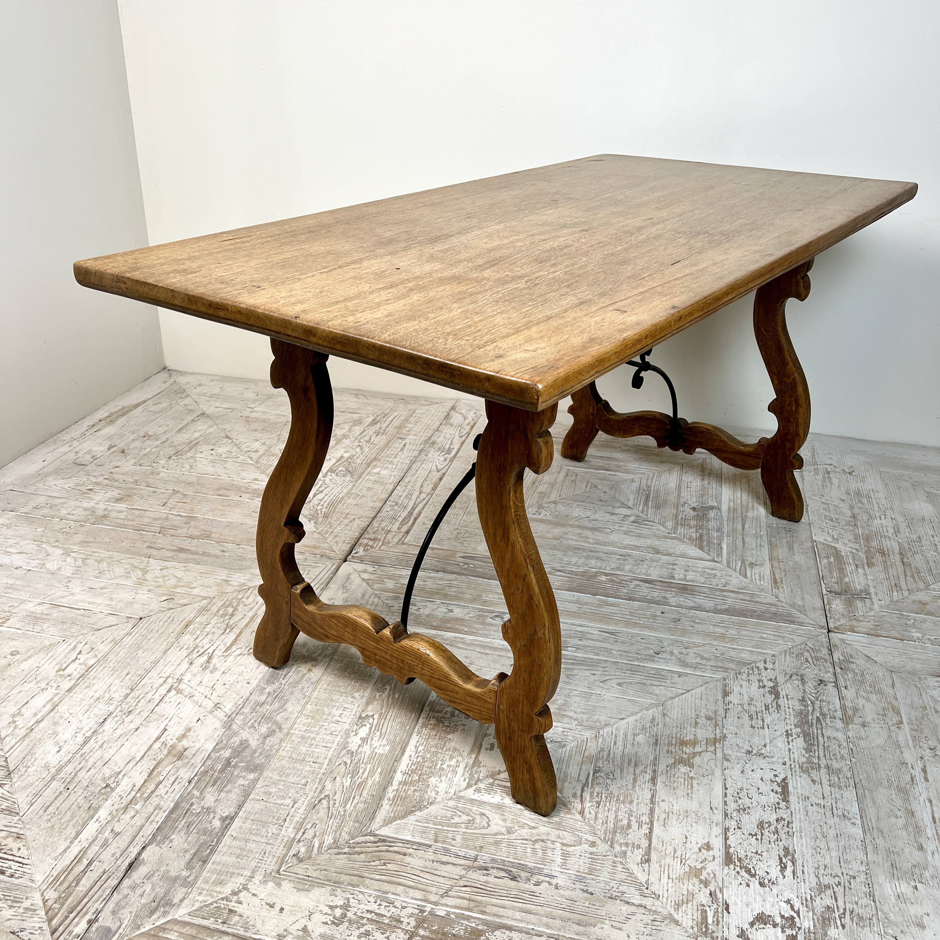 C19th Spanish Oak & Wrought Iron Table – Kitchen, Dining, Or Centre Table - Image 5