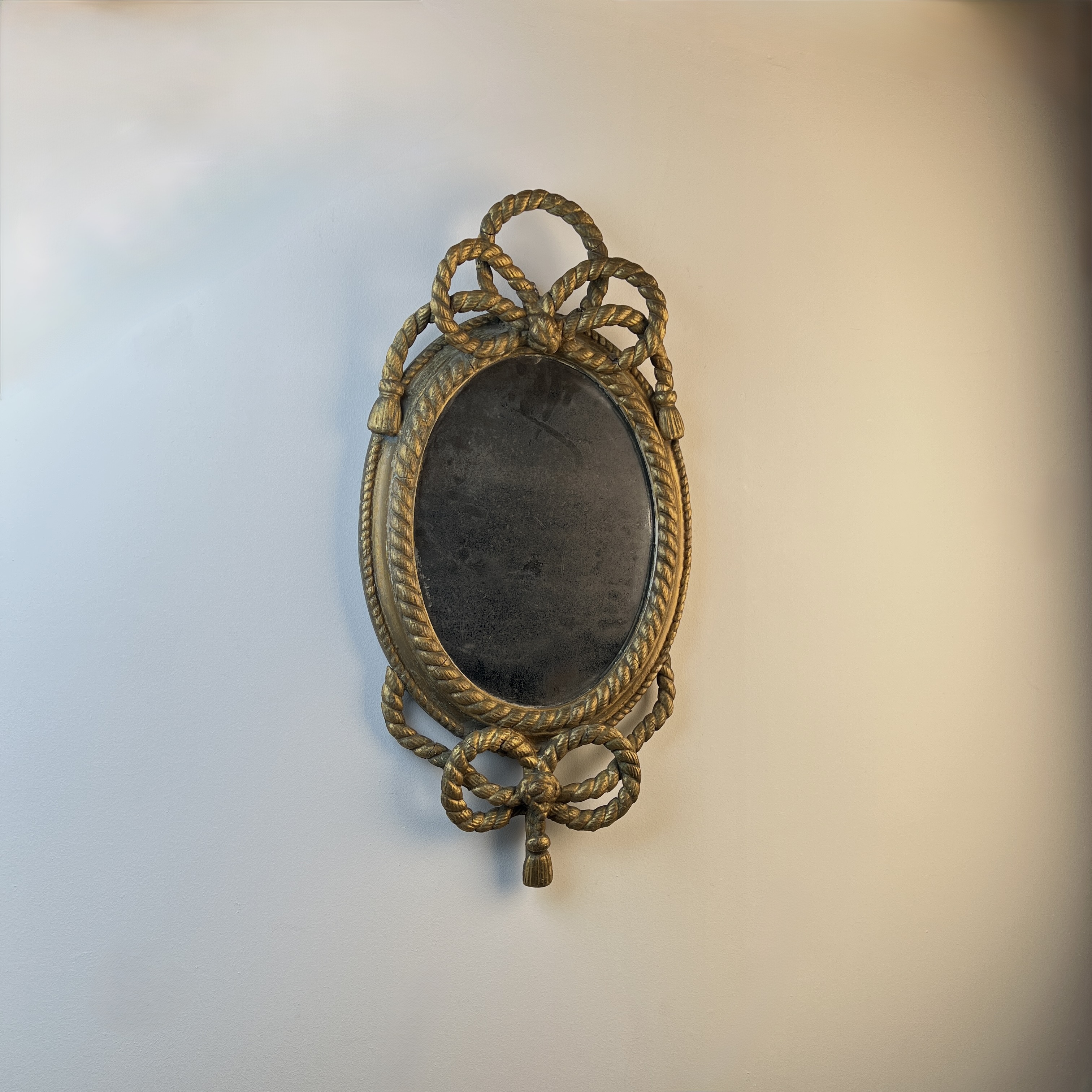 19Th Century Giltwood Rope Twist Oval Mirror - Image 3