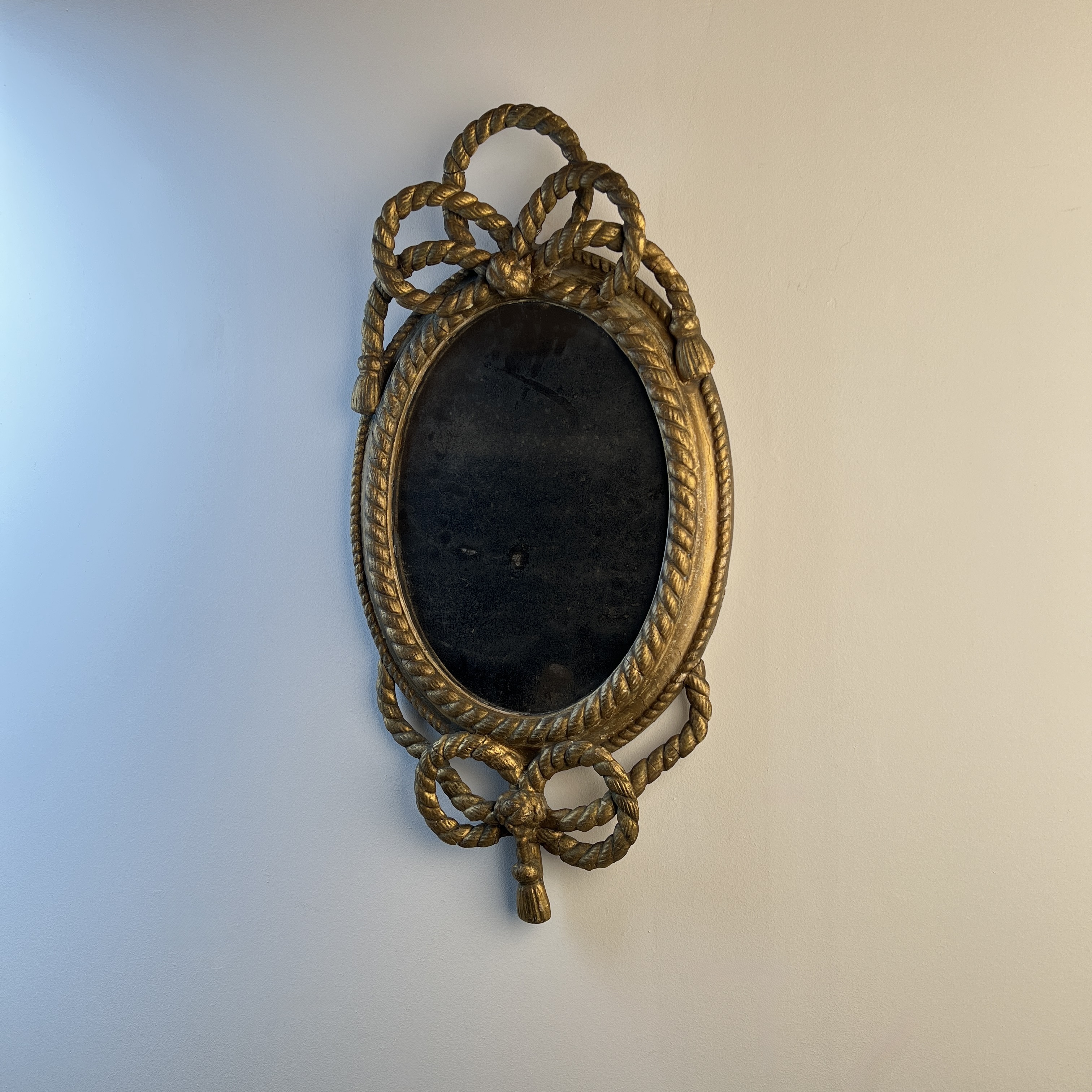 19Th Century Giltwood Rope Twist Oval Mirror - Image 4