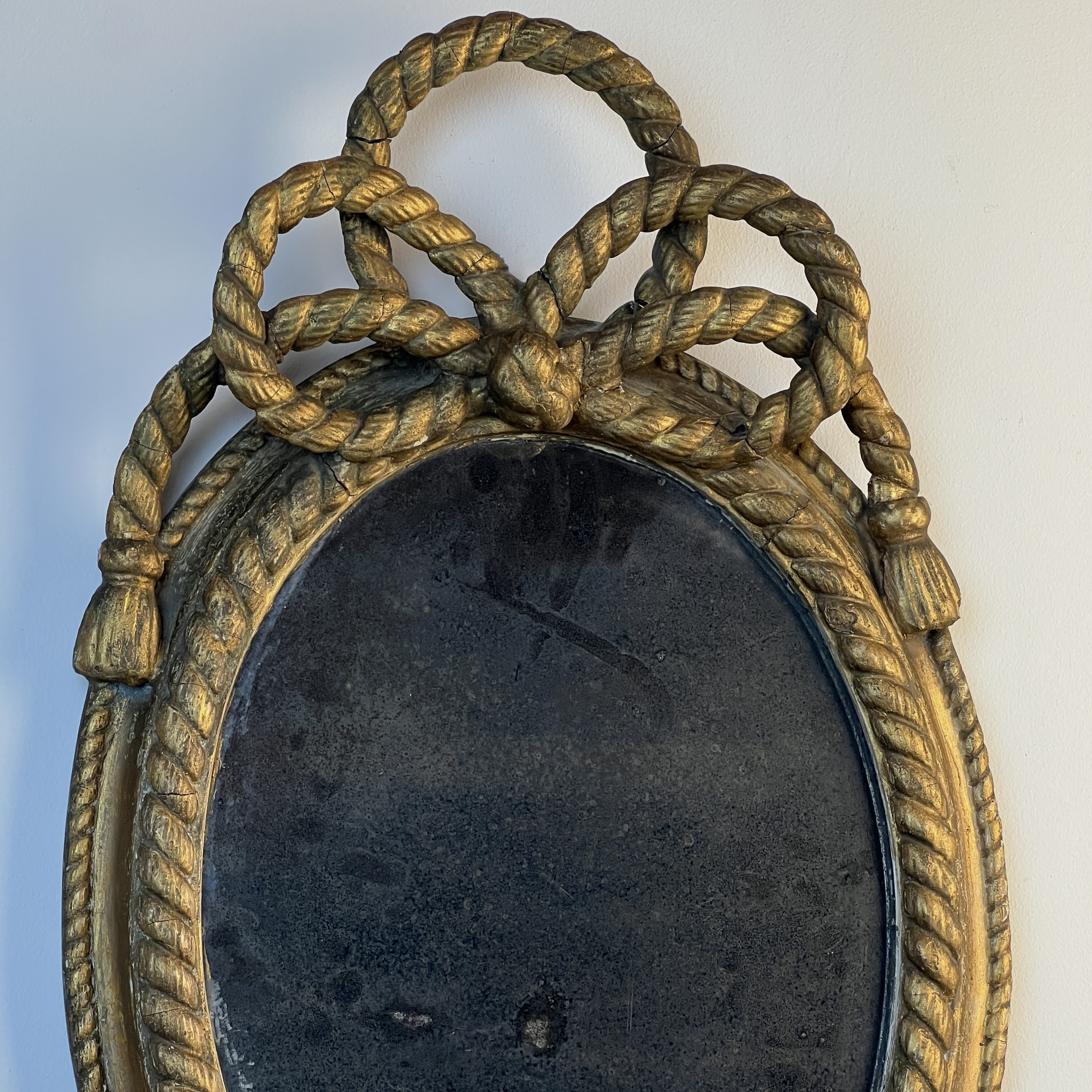 19Th Century Giltwood Rope Twist Oval Mirror - Image 5