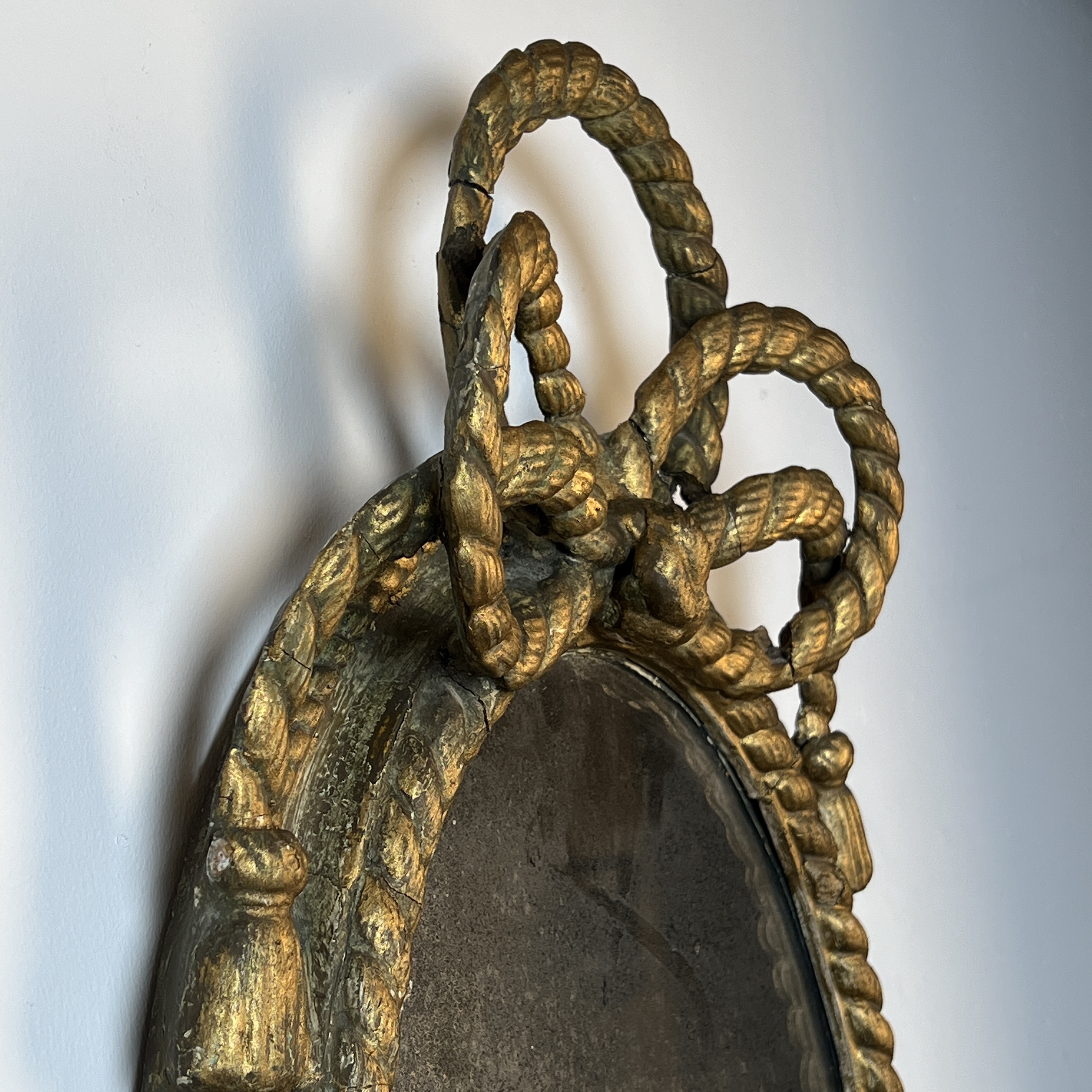 19Th Century Giltwood Rope Twist Oval Mirror - Image 7