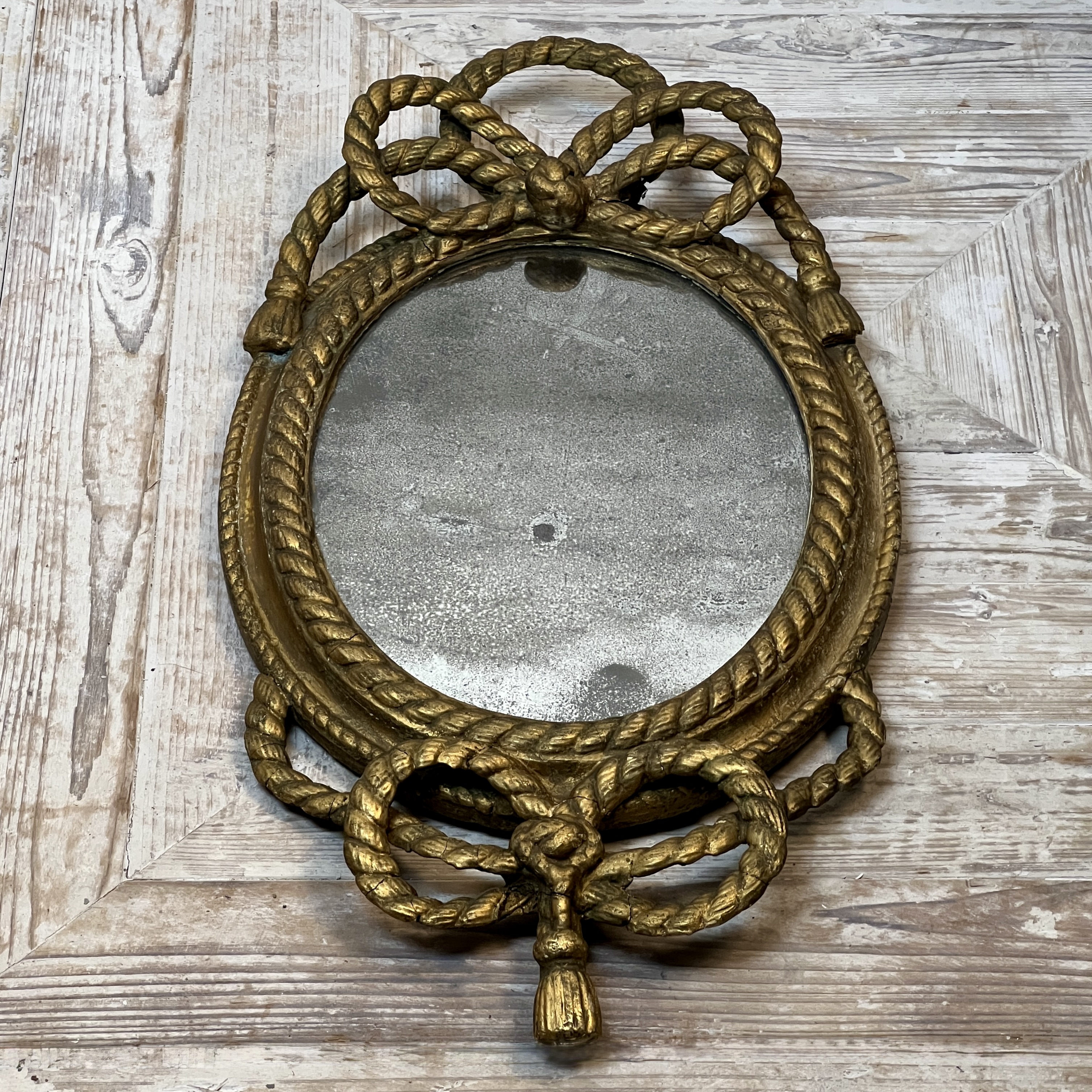 19Th Century Giltwood Rope Twist Oval Mirror - Image 8