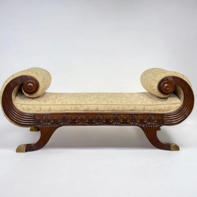 Early C20th Regency Style Mahogany Upholstered Window Seat