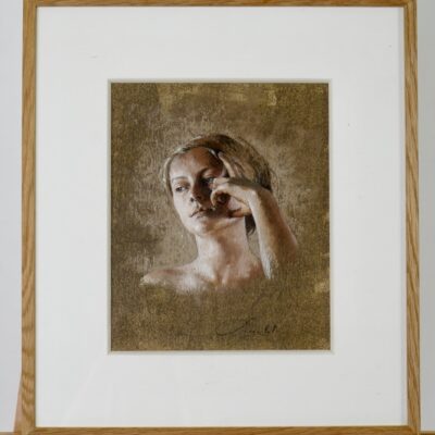 Femme Au Bandeau 2 – Pastel Portrait, Framed Artwork By Nathalie Picoulet