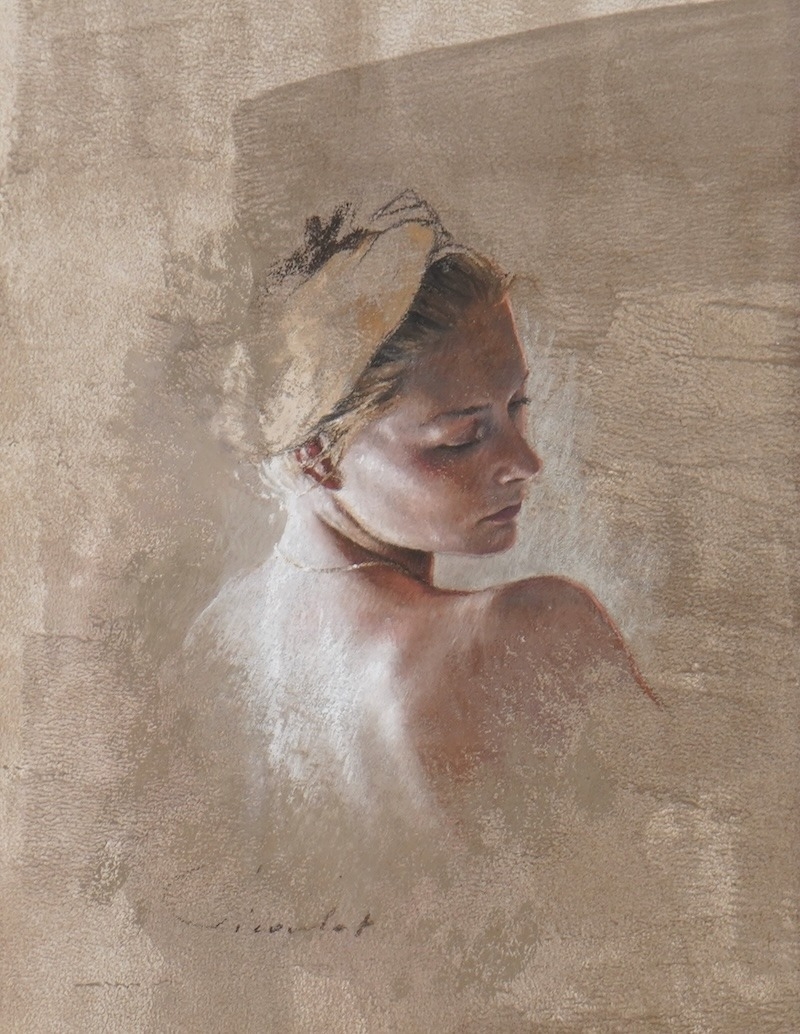 Femme Au Bandeau 1 – Pastel Portrait, Framed Artwork By Nathalie Picoulet - Image 2