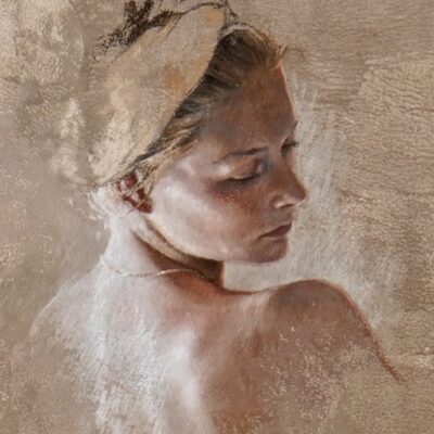 Femme Au Bandeau 1 – Pastel Portrait, Framed Artwork By Nathalie Picoulet