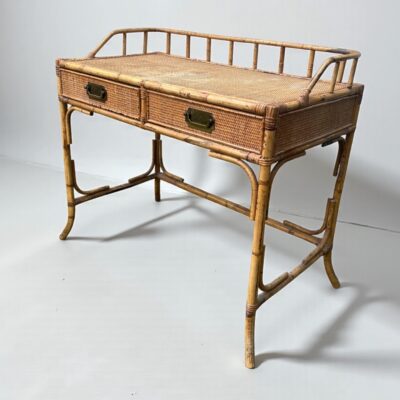 Vintage Bamboo Desk Dressing Or Console Table