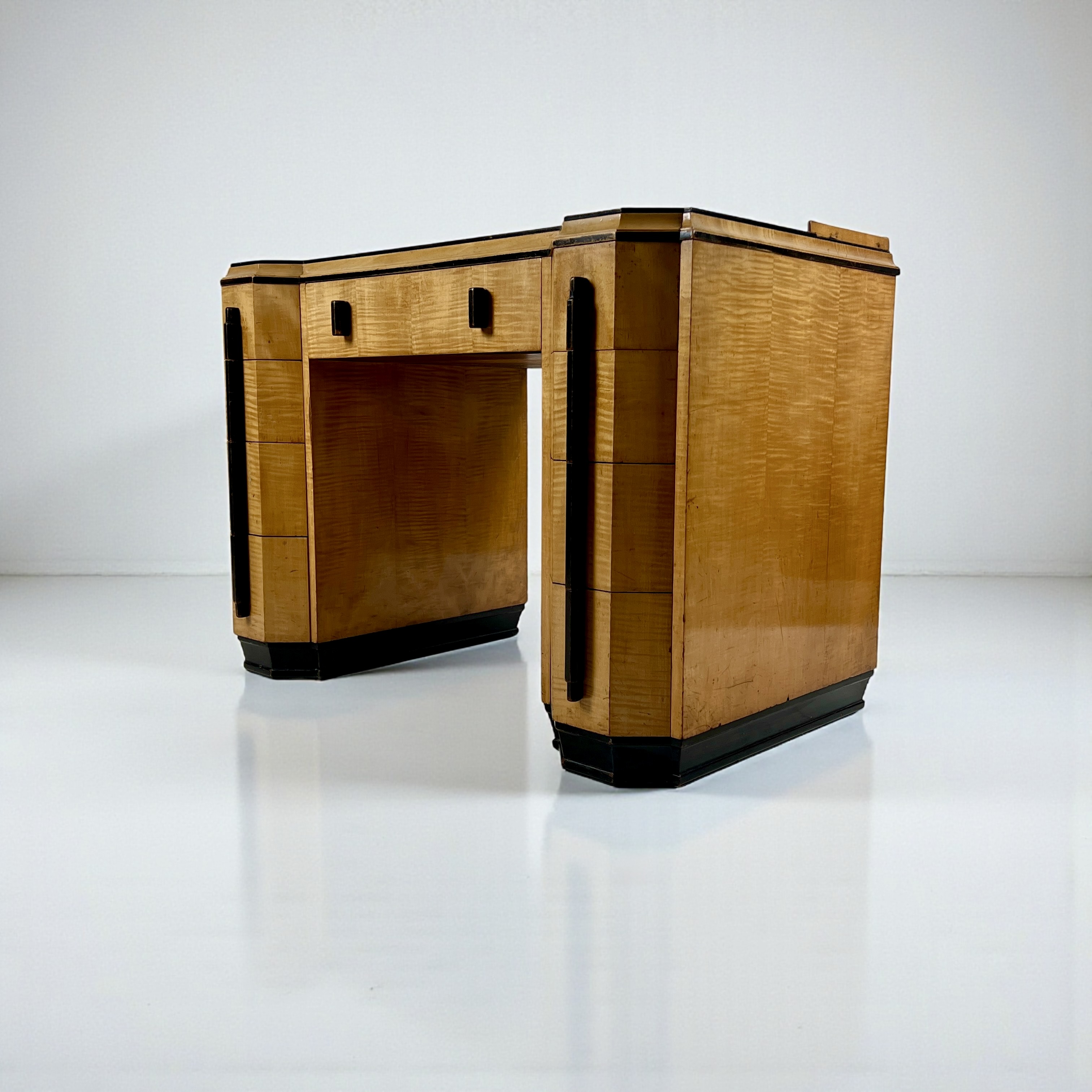 Art Deco Desk Attributed To Heal’S, London – Satin Birchwood - Image 4