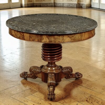 French Louis Philippe Figured Walnut And Breccia Marble Gueridon Centre Table