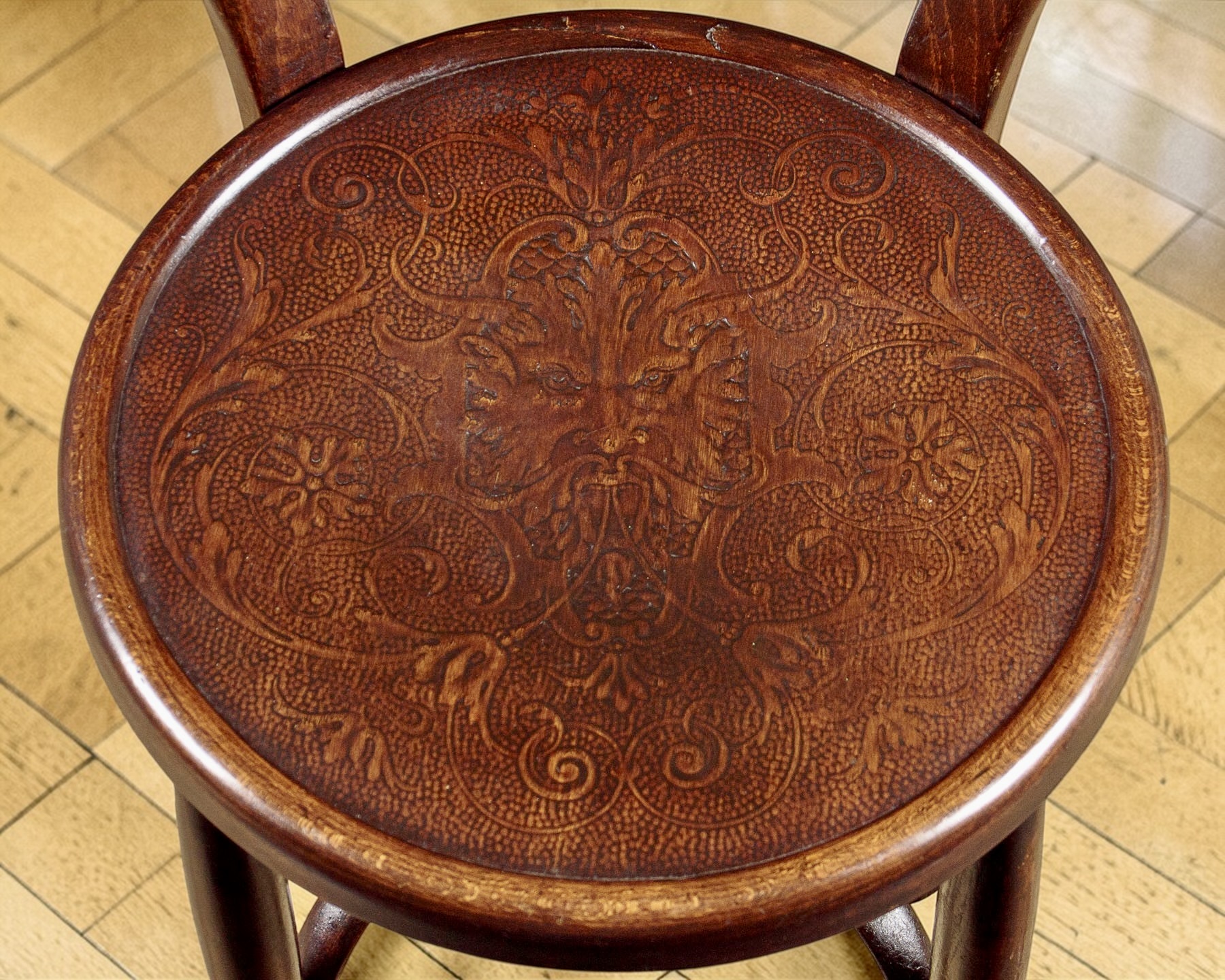 Rare Set Of Four Embossed Thonet Or J & J Kohn Bentwood Chairs, Circa 1900 - Image 3