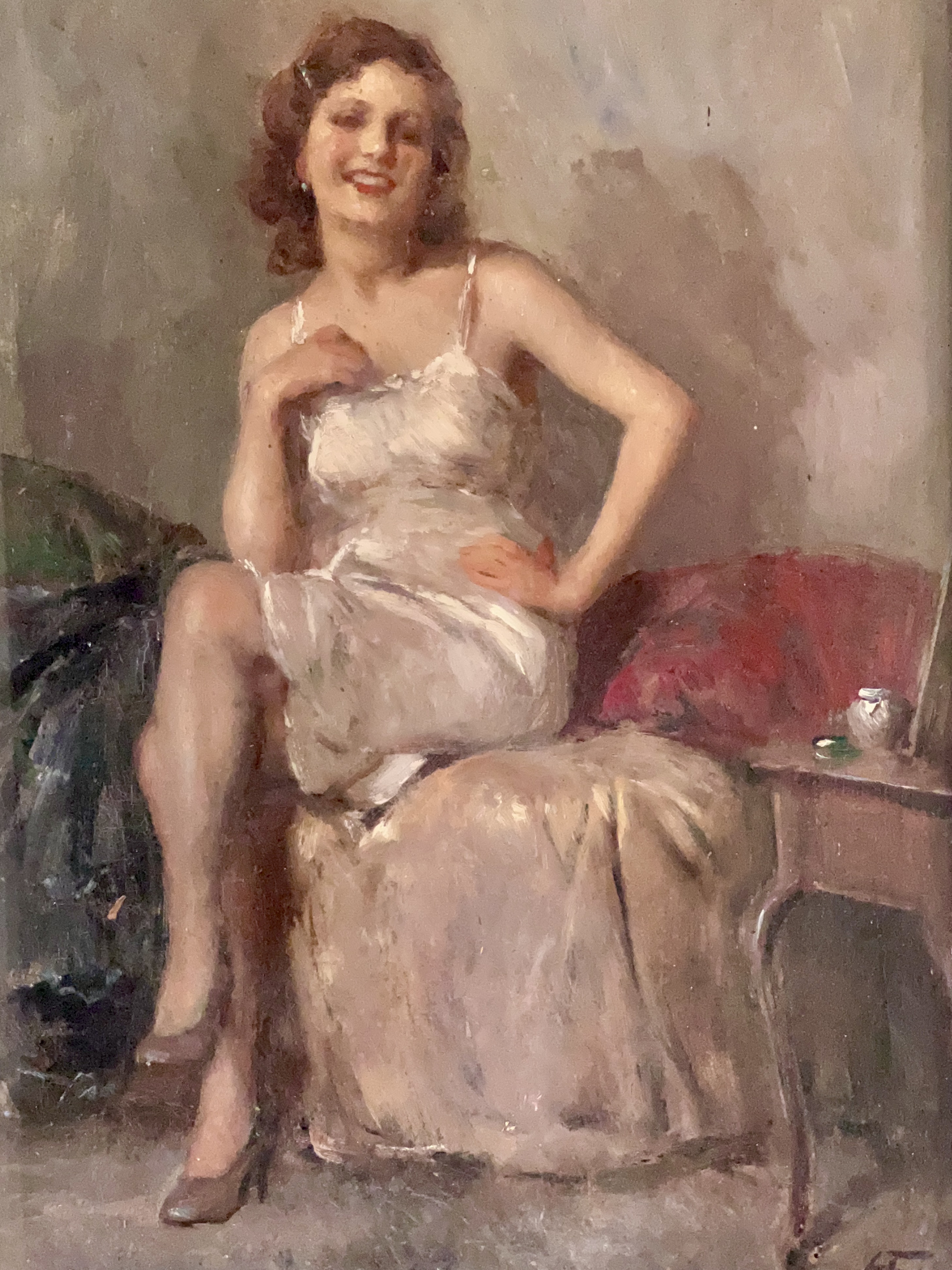 Original Italian Oil Painting Portrait Of A Woman – Attilio Toro (1892–1982) - Image 3