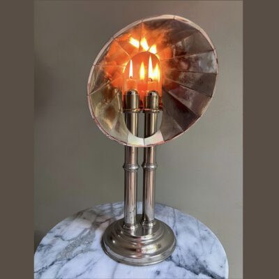 Silver-plated Reflector Candle Lamp, Inscribed and Dated 1913